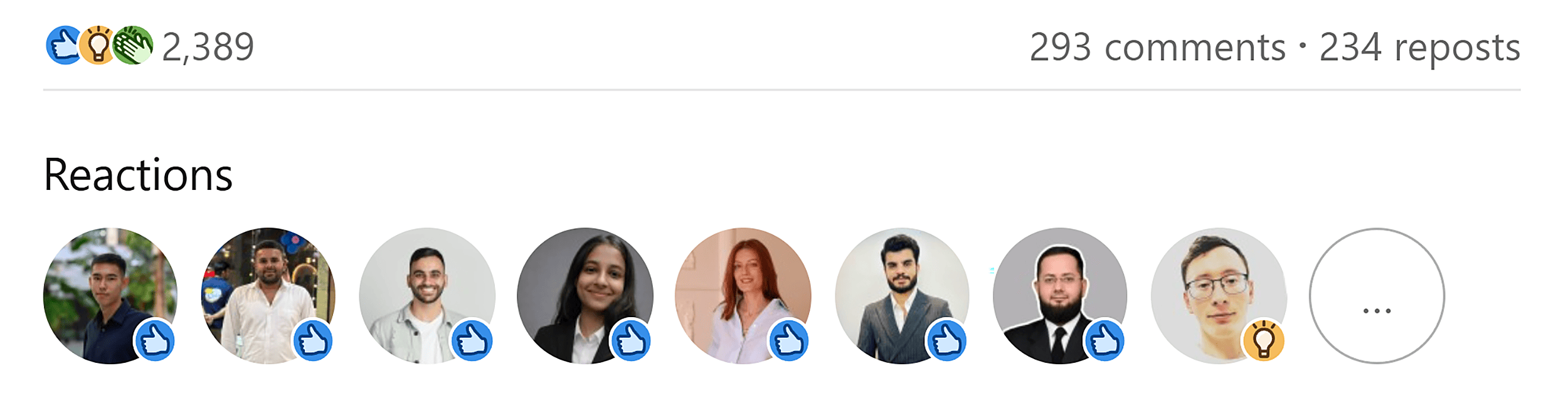 LinkedIn &ndash; Leigh post &ndash; Reactions