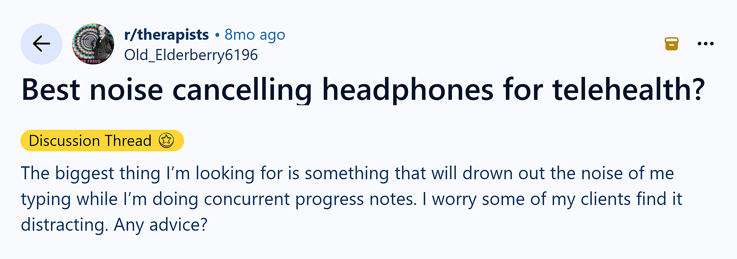 Reddit &ndash; Telehealth noise cancelling headphones