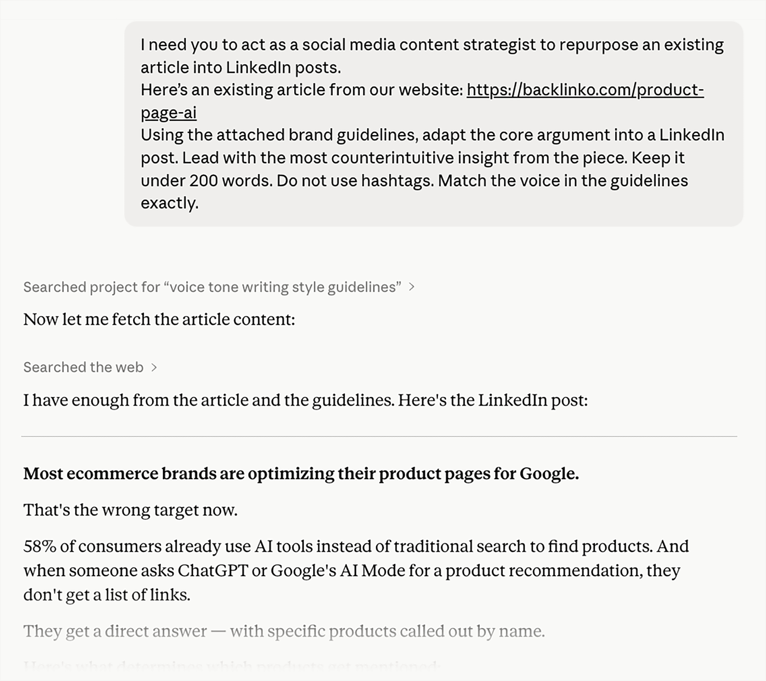 Repurposing content &ndash; LinkedIn post