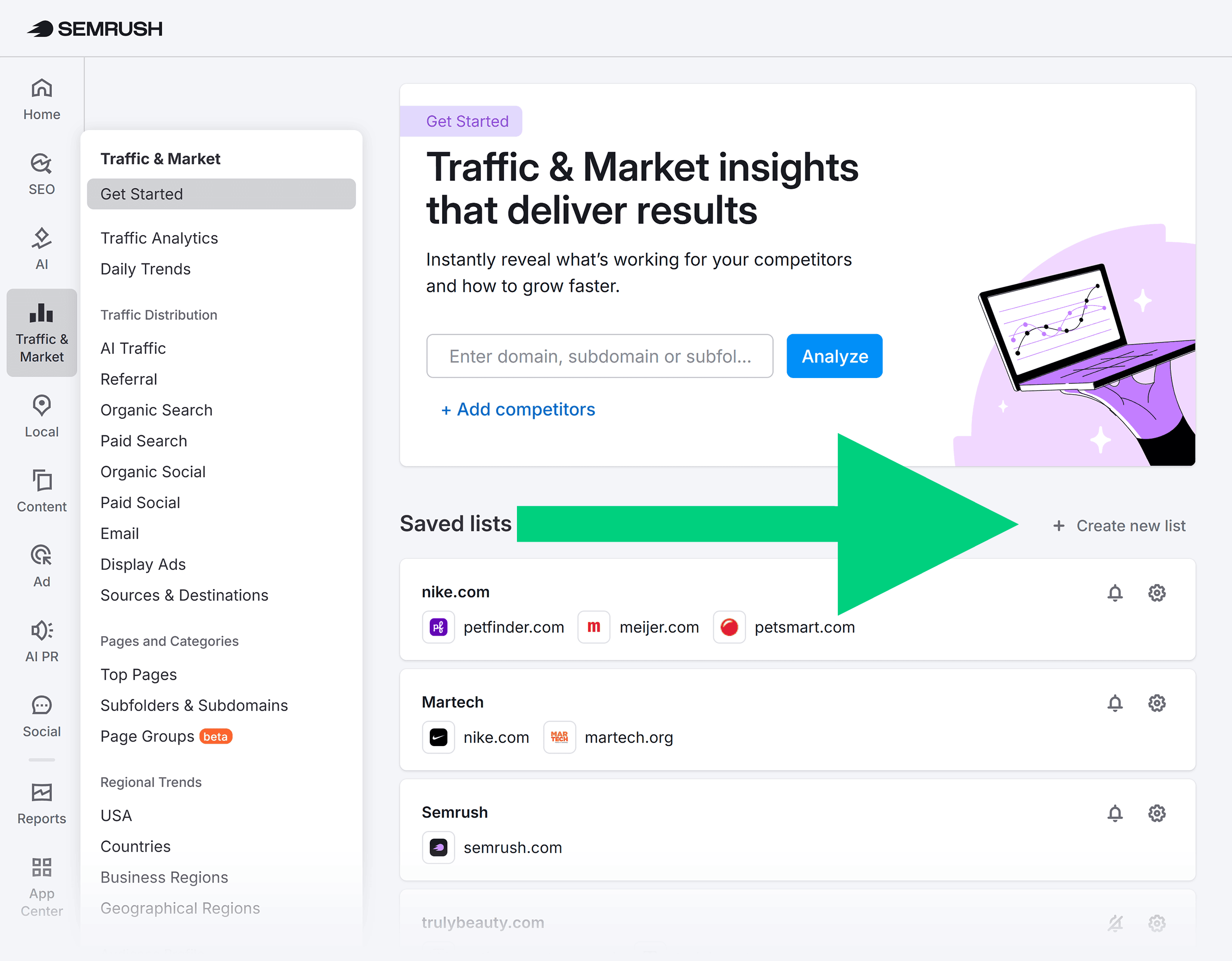 Semrush &ndash; Traffic & Market