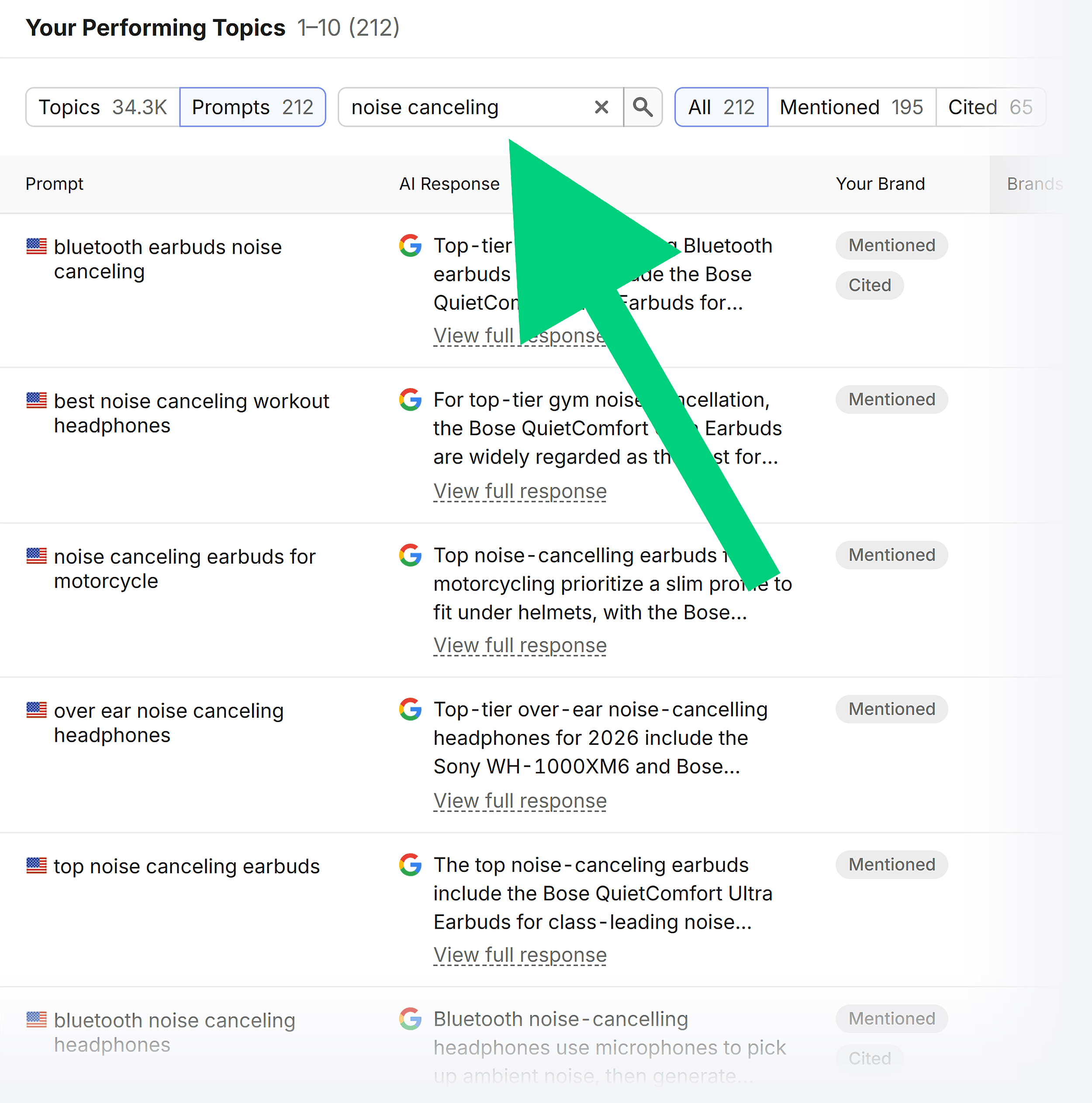 Visibility Overview &ndash; Bose &ndash; Prompts &ndash; Noise canceling