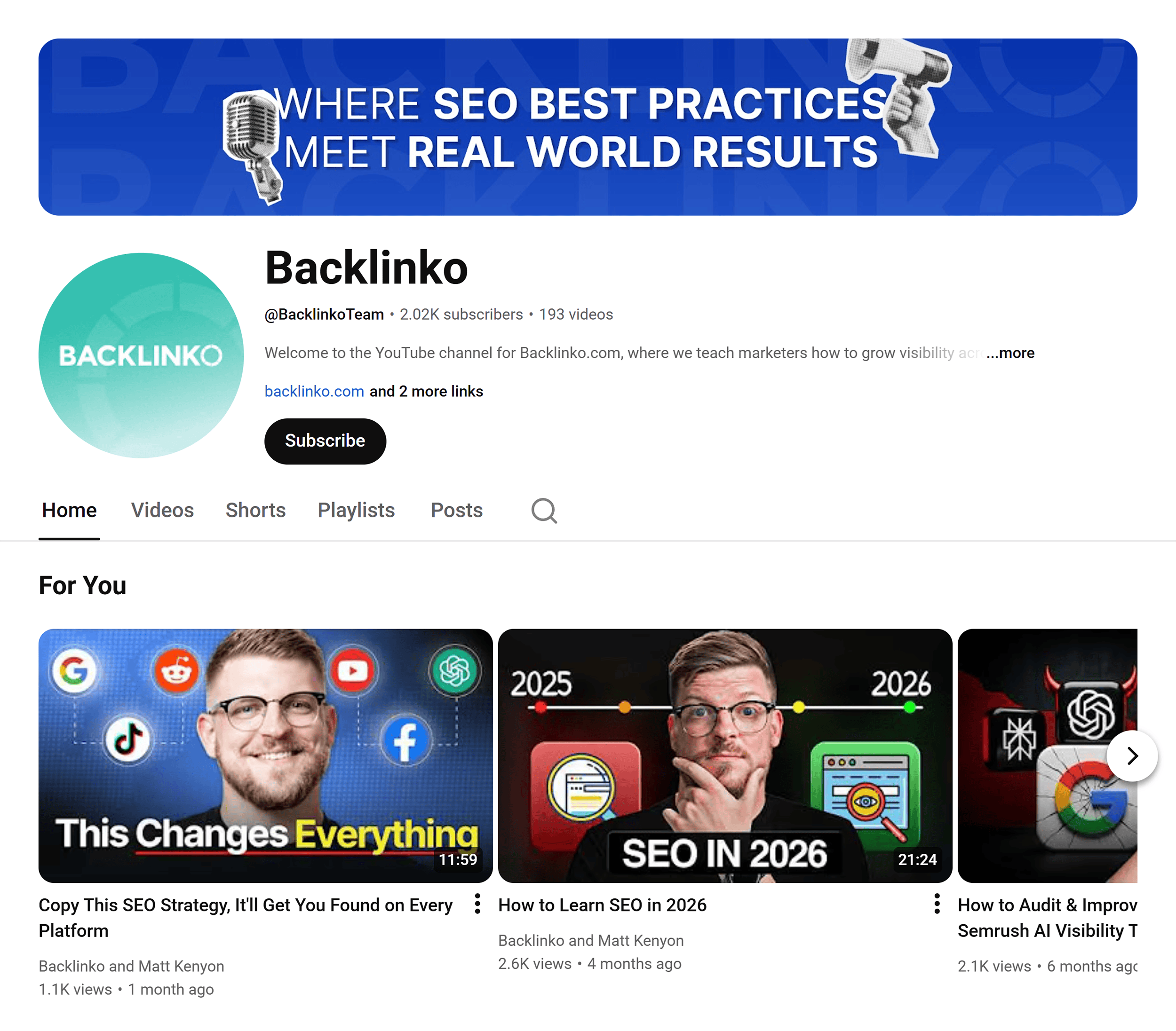 YouTube &ndash; Backlinko