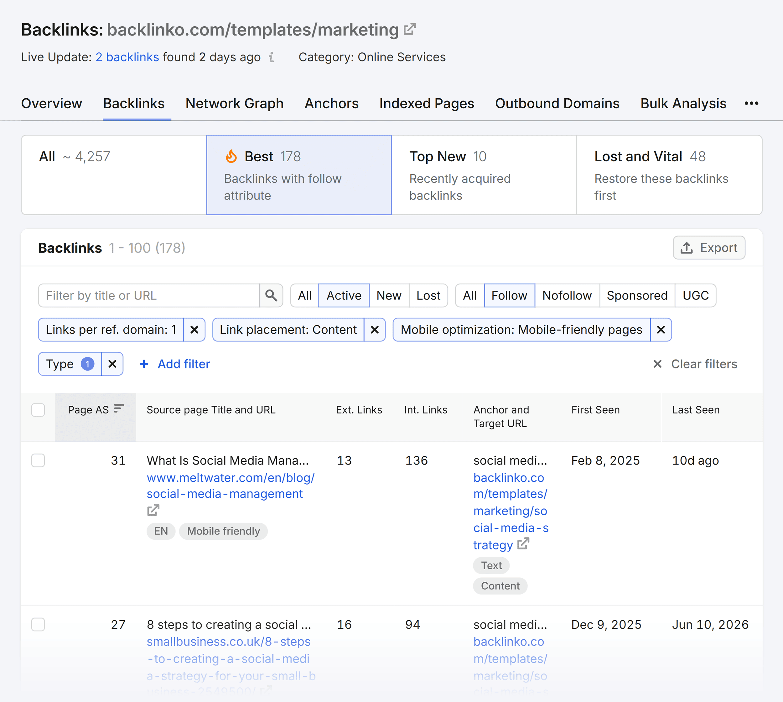 Backlink Analytics &ndash; Backlinko templates &ndash; Backlinks