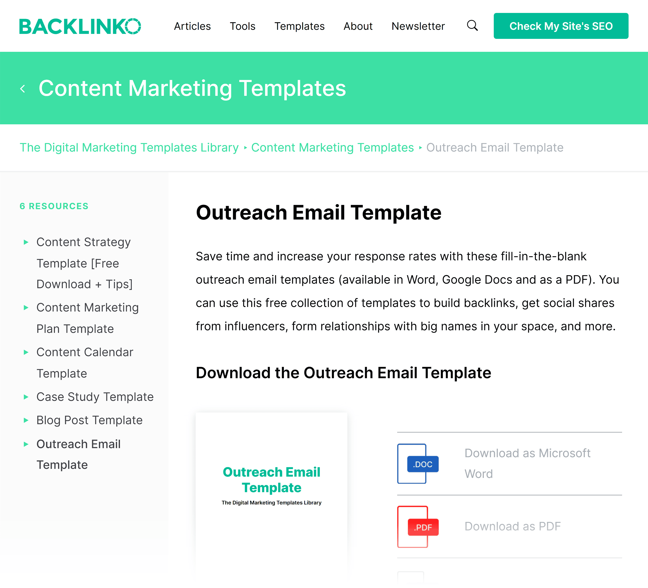 Backlinko &ndash; Outreach email template
