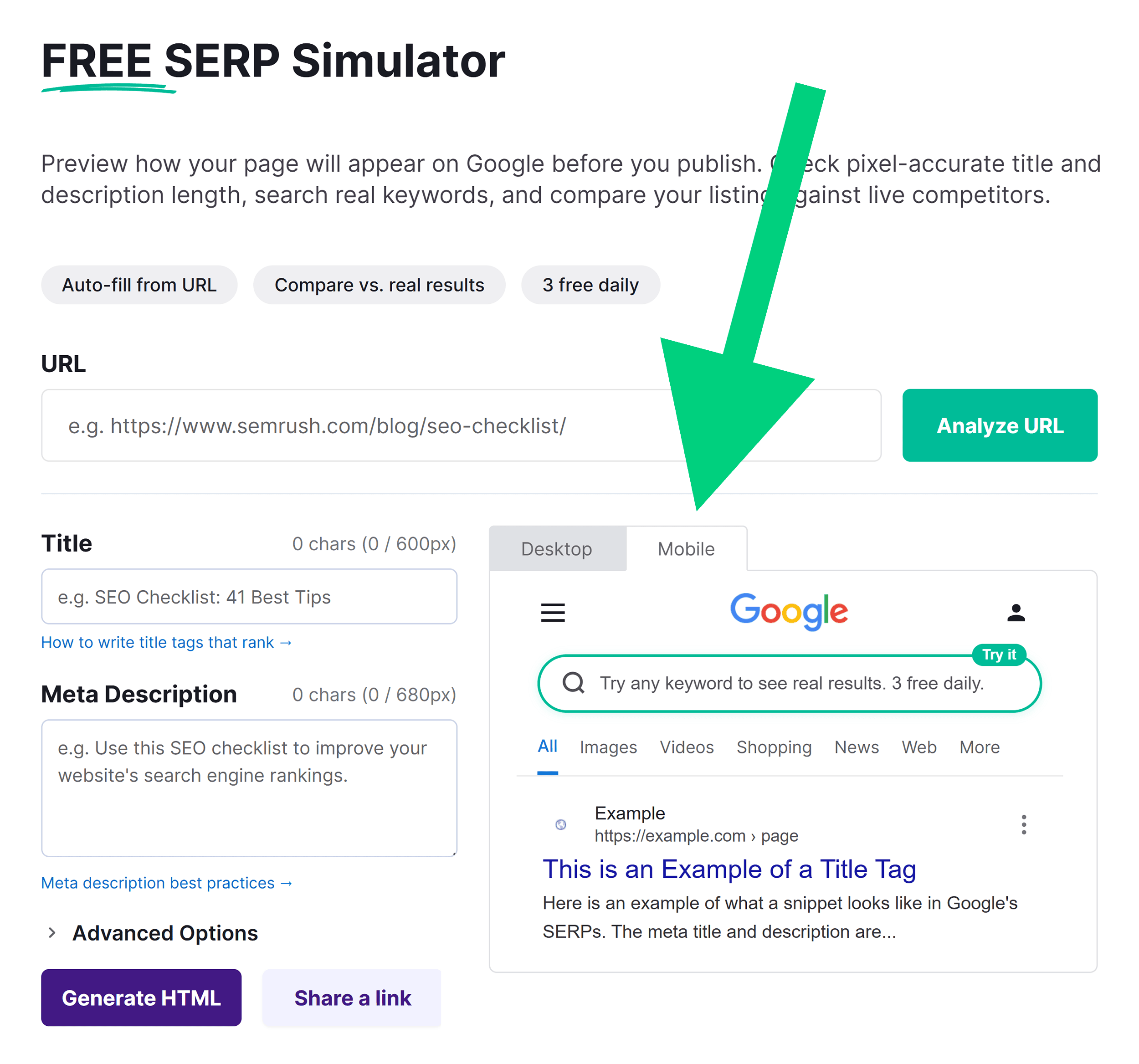 Backlinko Tools &ndash; SERP Simulator