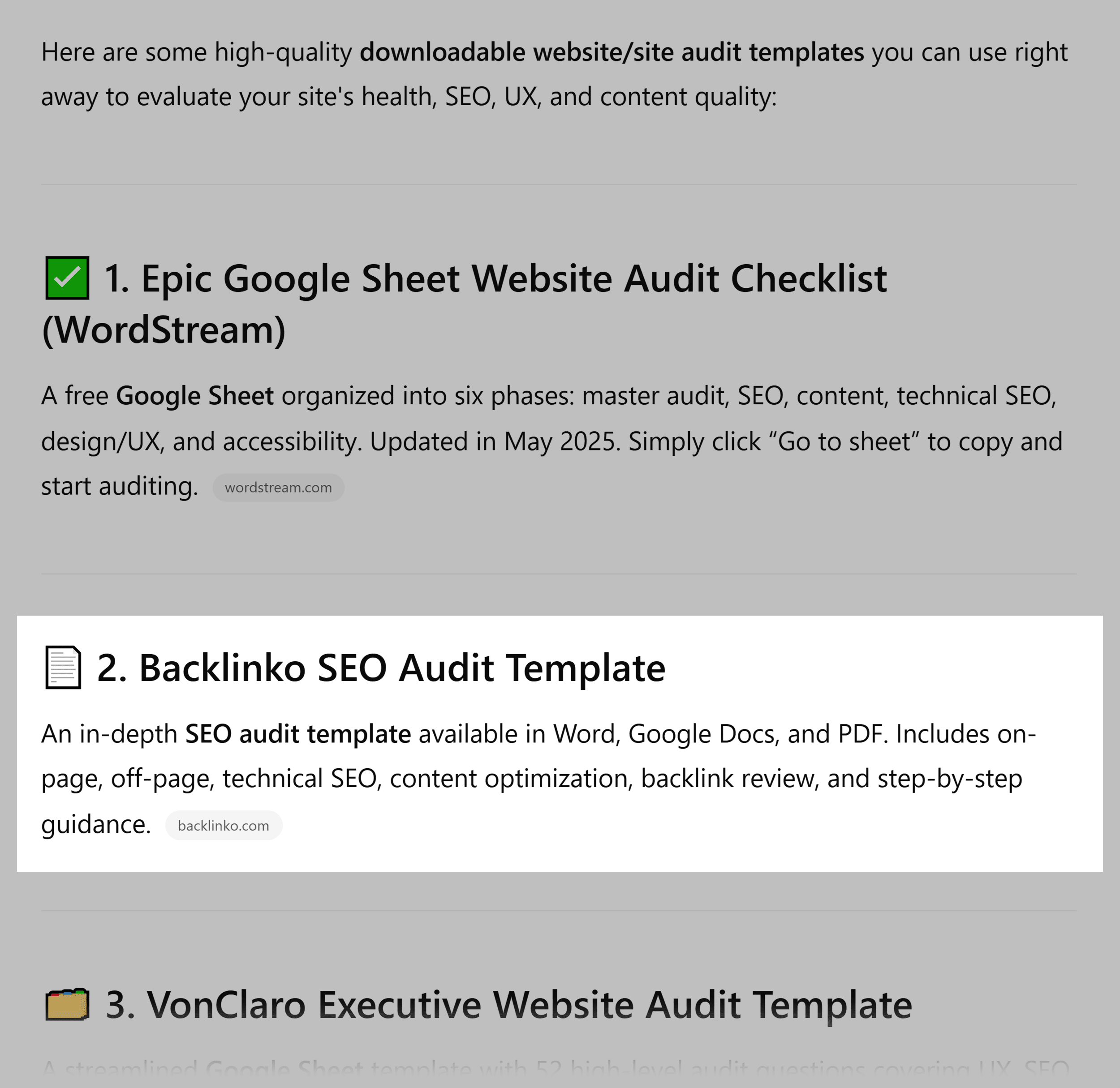 ChatGPT &ndash; Site audit template