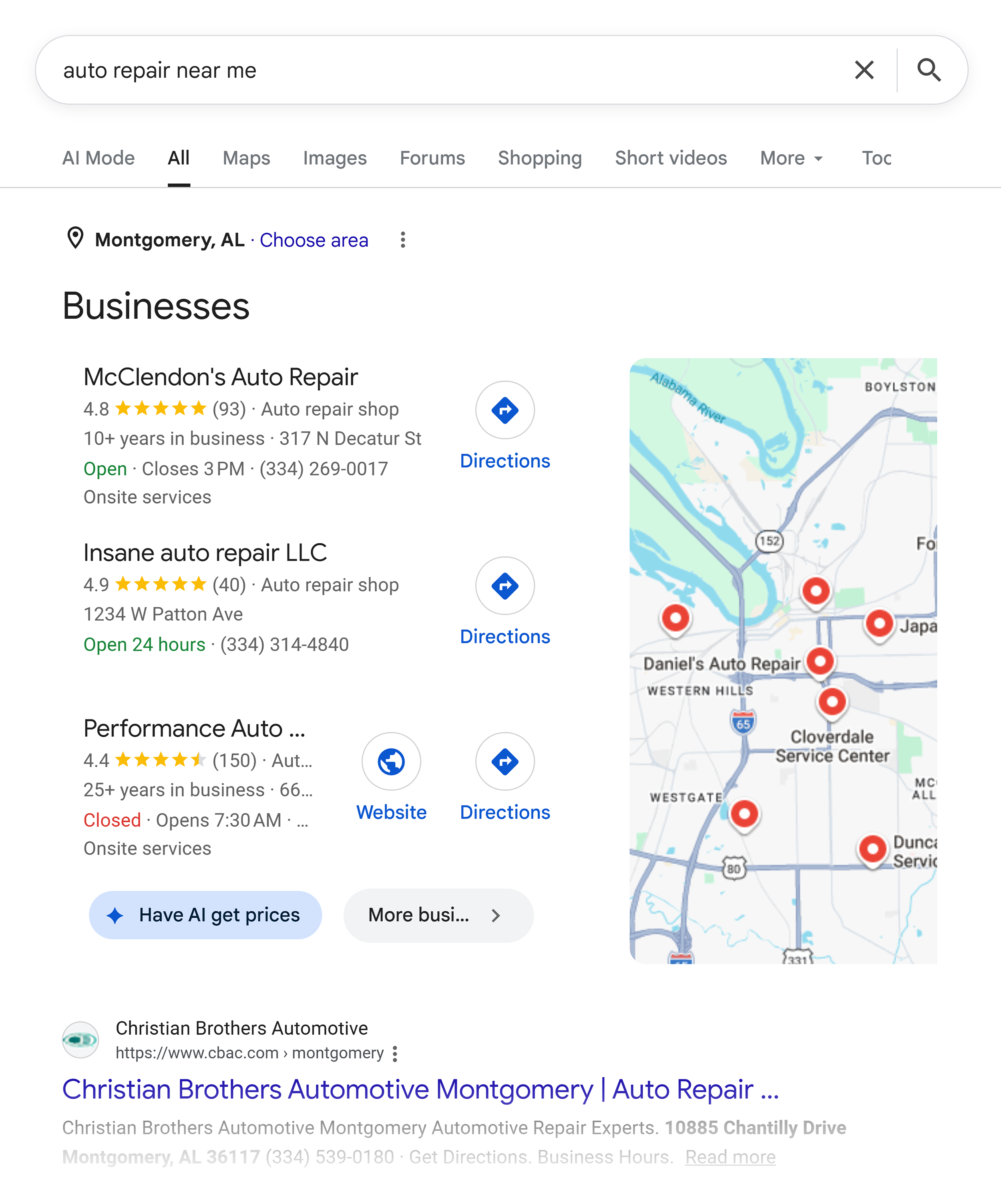 Google SERP – Auto repair Virginia Montgomery, AL Google SERP – Auto repair Virginia Montgomery, AL