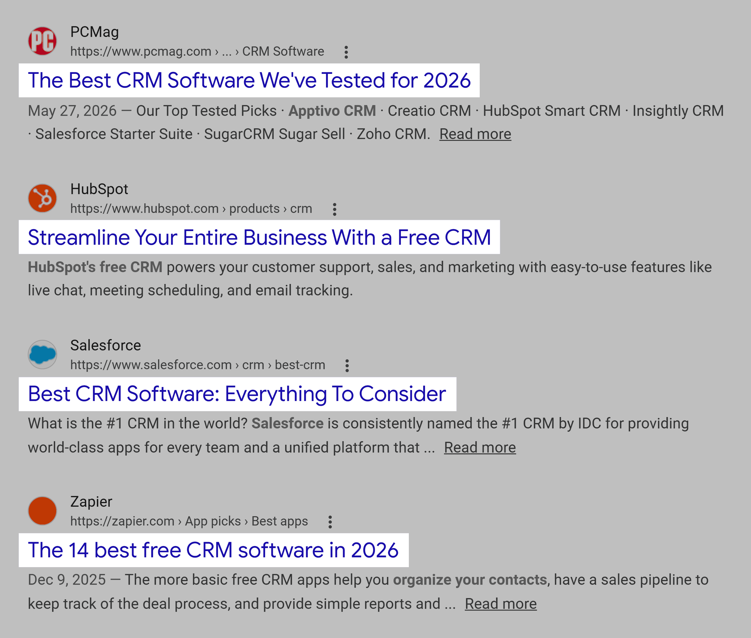 Google SERP &ndash; Best CRM software