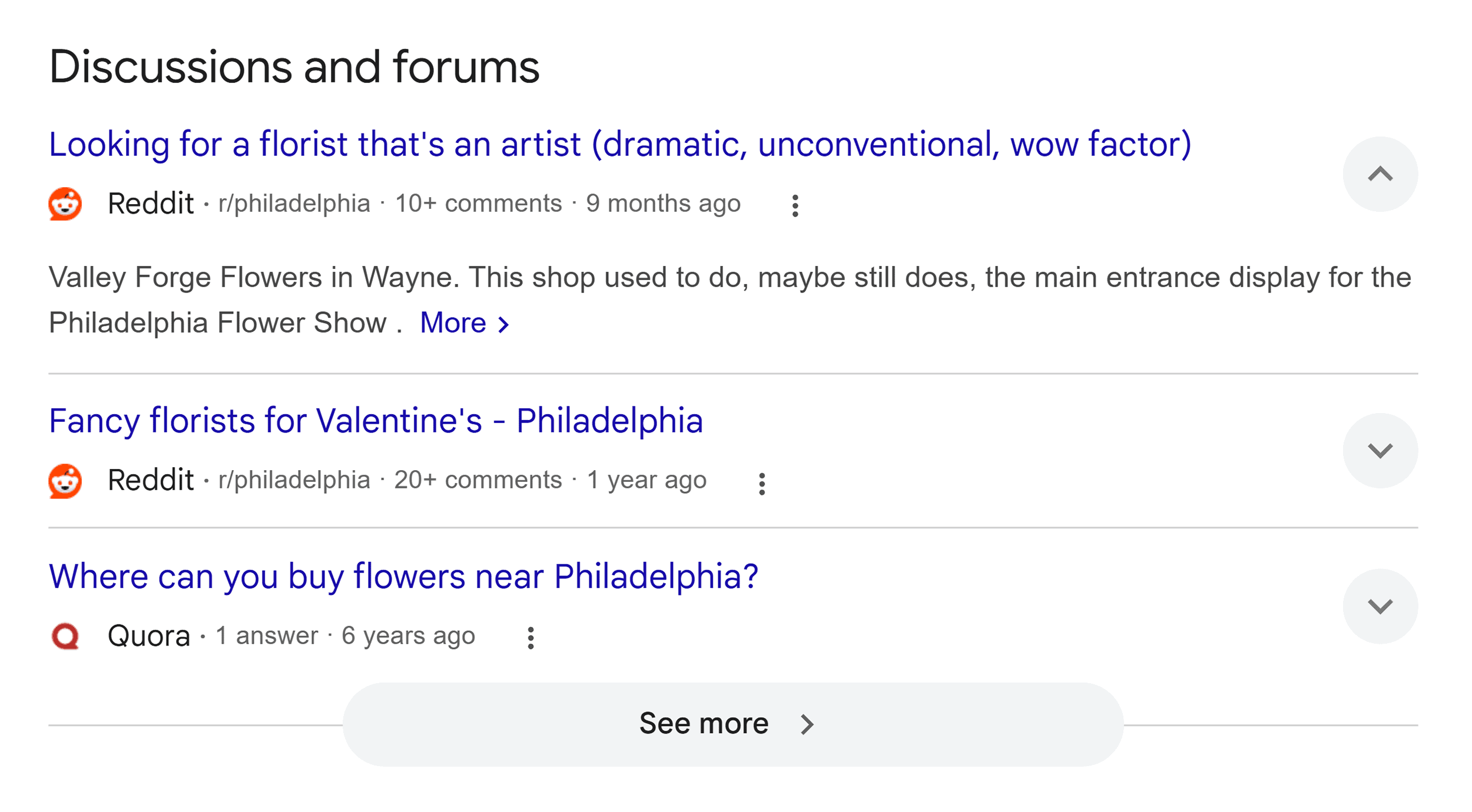 Google SERP &ndash; Discussions & forums