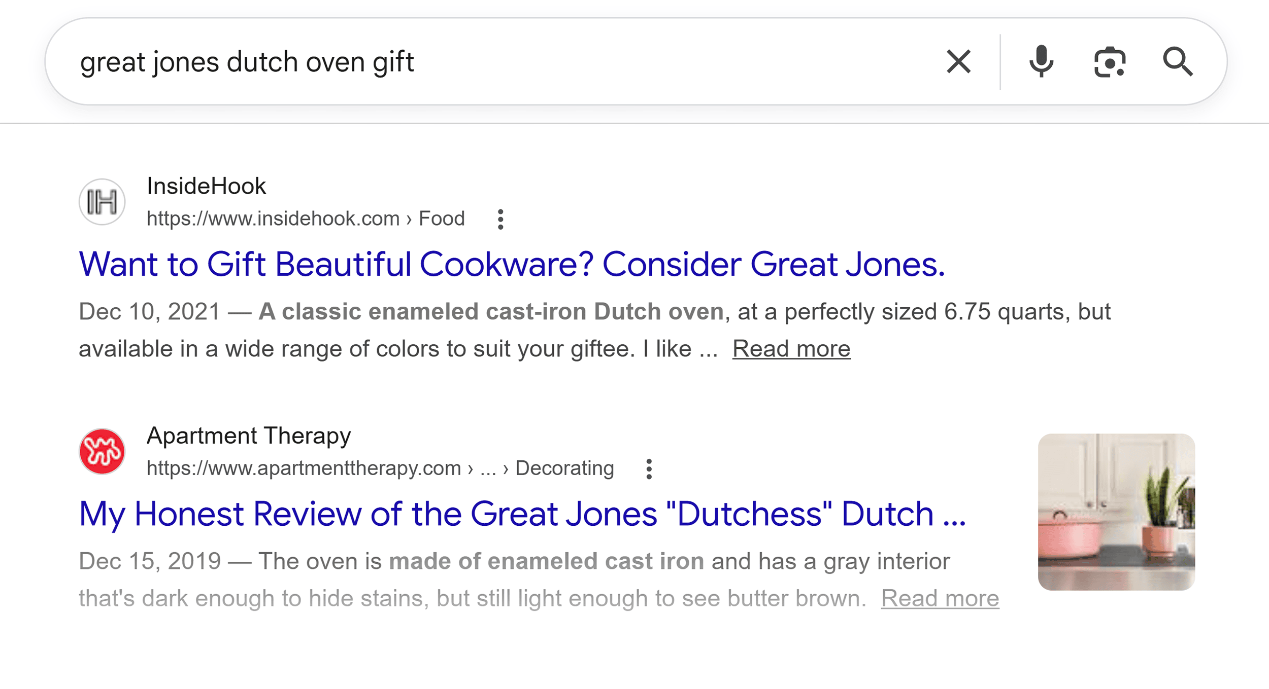 Google SERP – Great Jones Dutch oven gift Google SERP – Great Jones Dutch oven gift