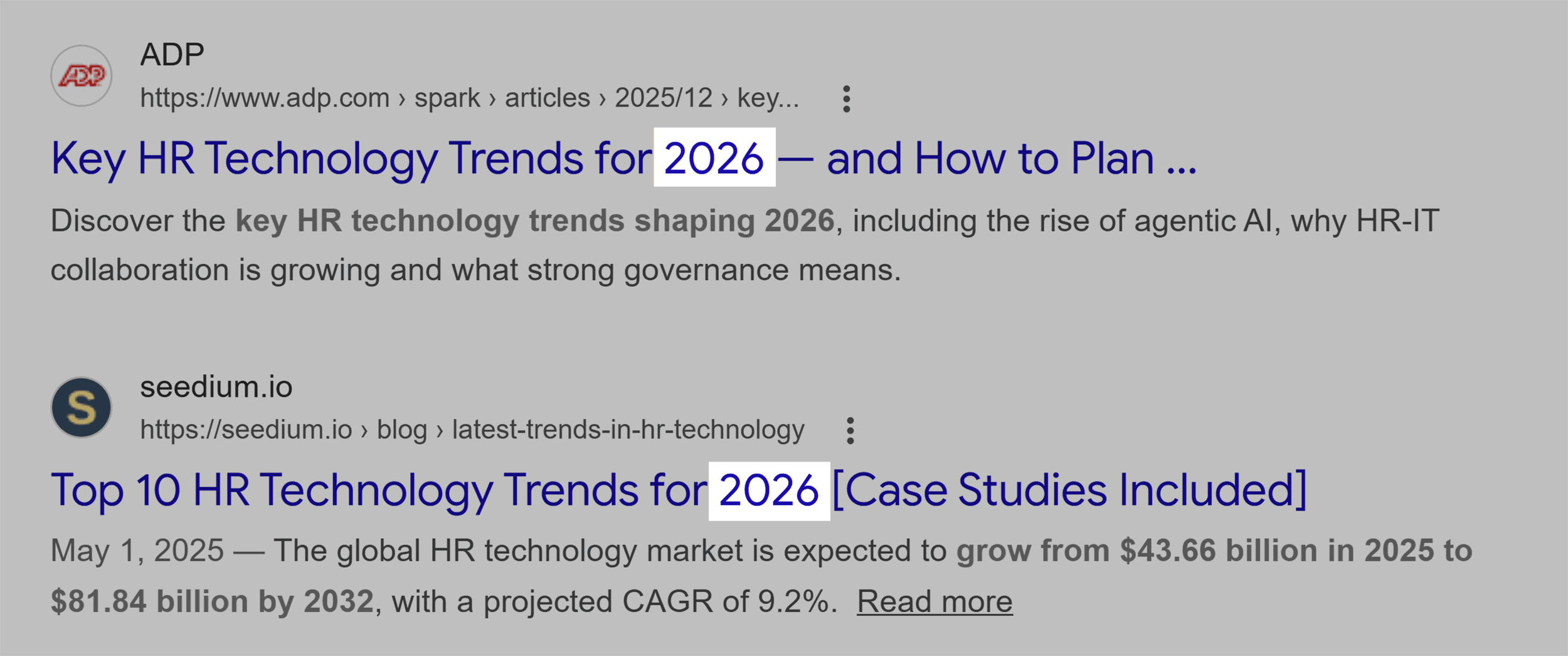 Google SERP &ndash; HR tech trends
