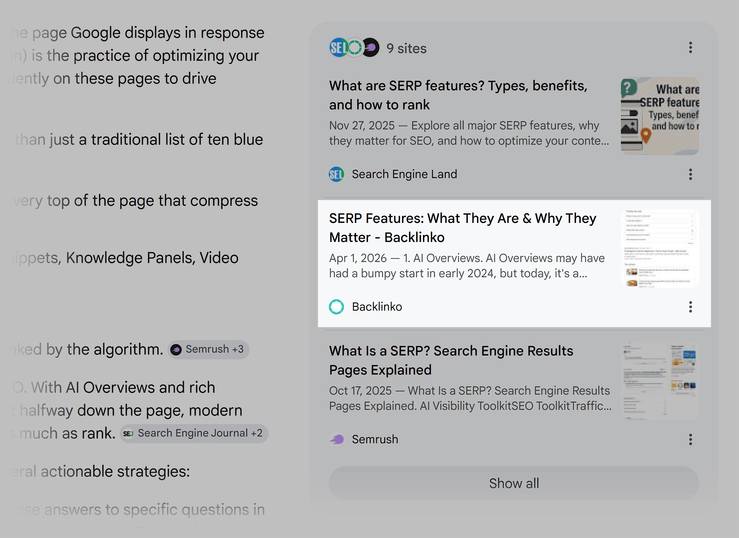 Google SERP &ndash; SERP SEO &ndash; AI Overview sources