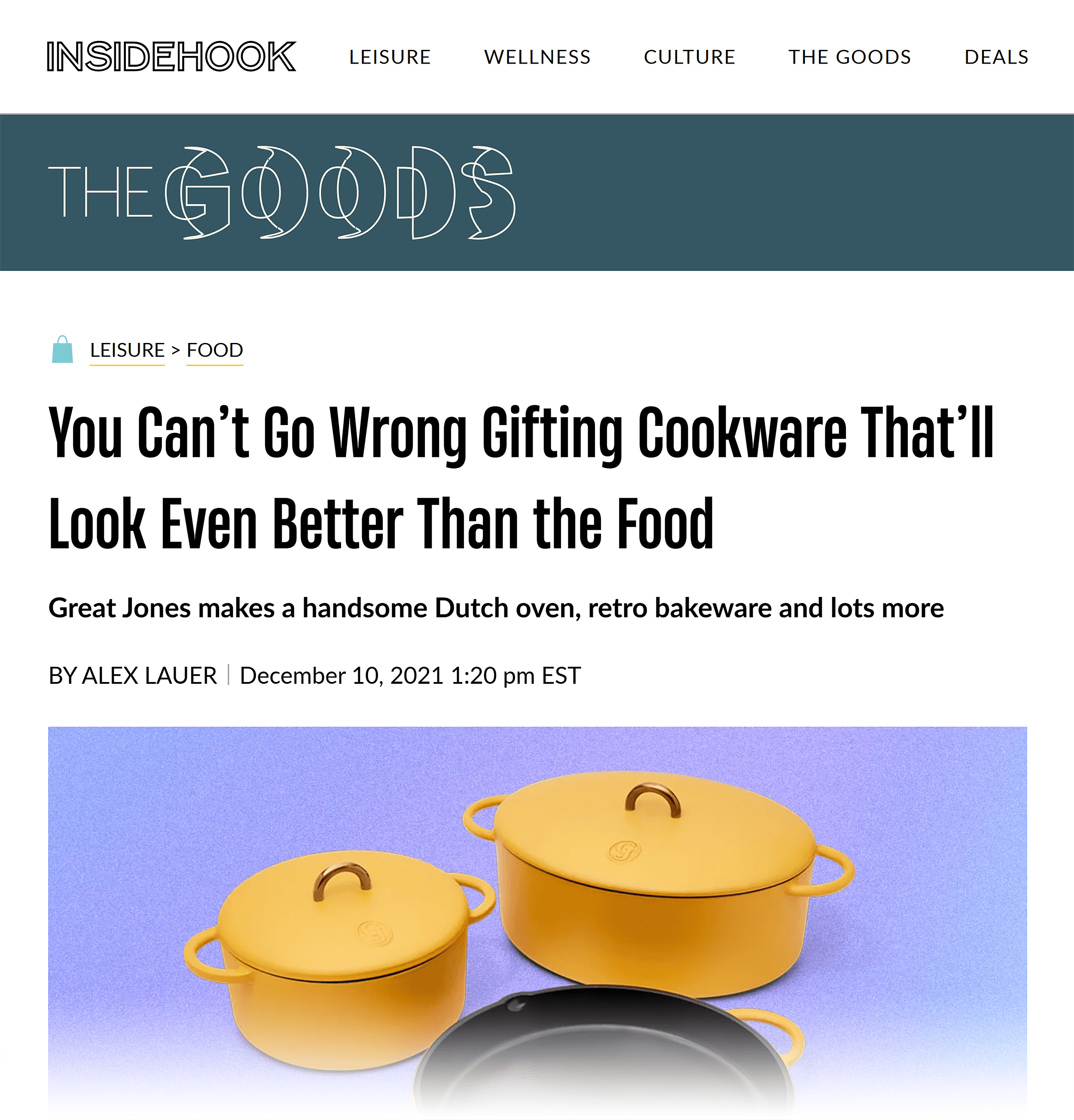 InsideHook – Gifting Great Jones cookware InsideHook – Gifting Great Jones cookware