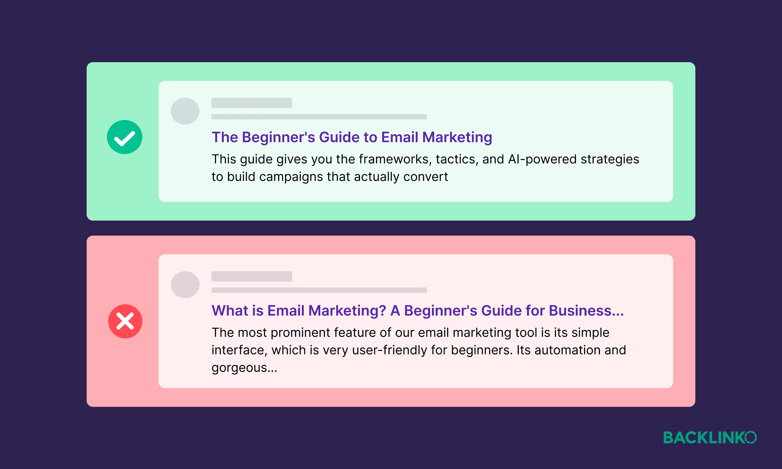 Meta description &ndash; Good vs bad