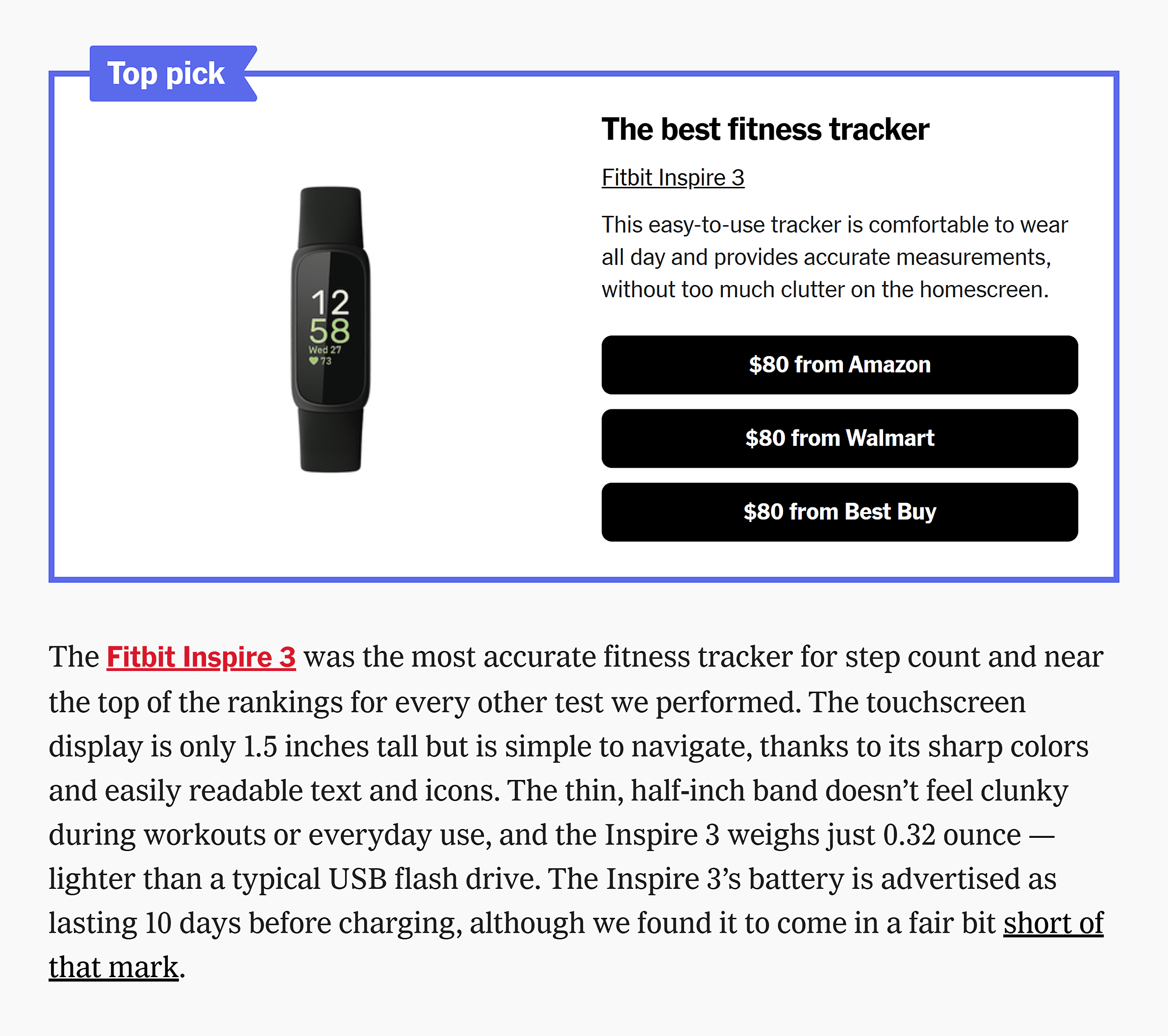 NY Times – Best fitness trackers NY Times – Best fitness trackers