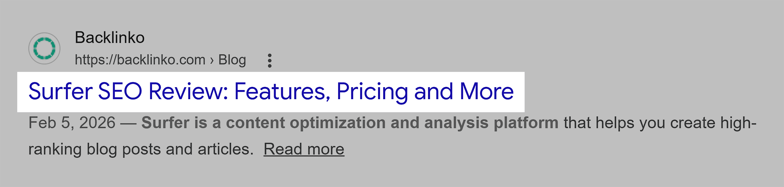 Post title in Google SERP