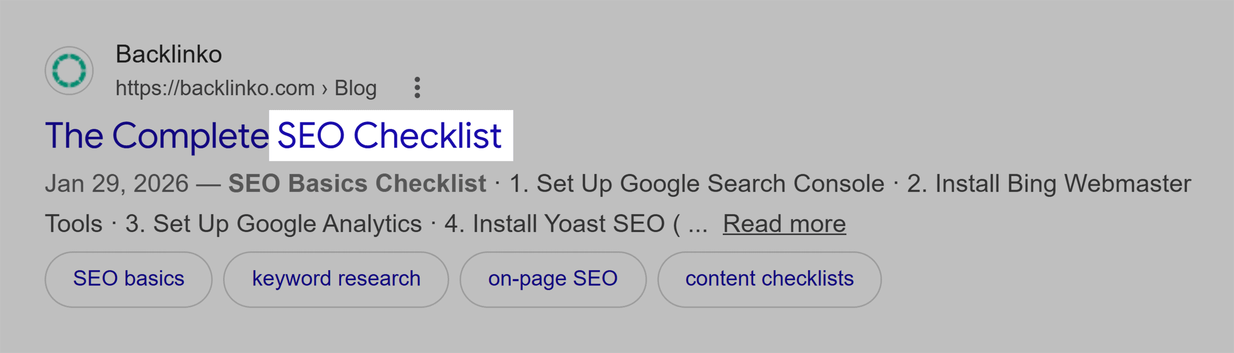 SEO Checklist – Keyword in title SEO Checklist – Keyword in title
