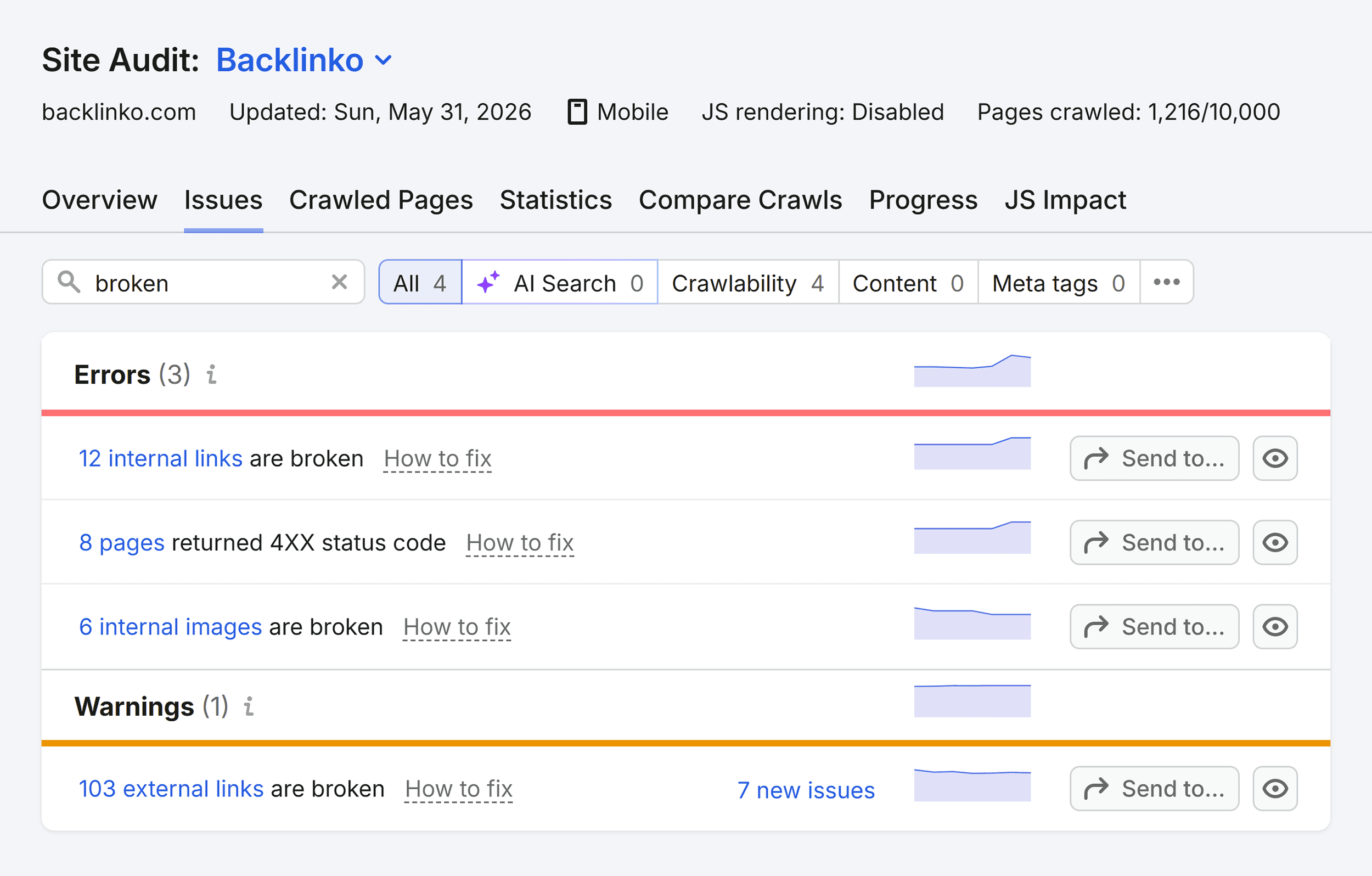 Site Audit &ndash; Backlinko &ndash; Issues &ndash; Broken