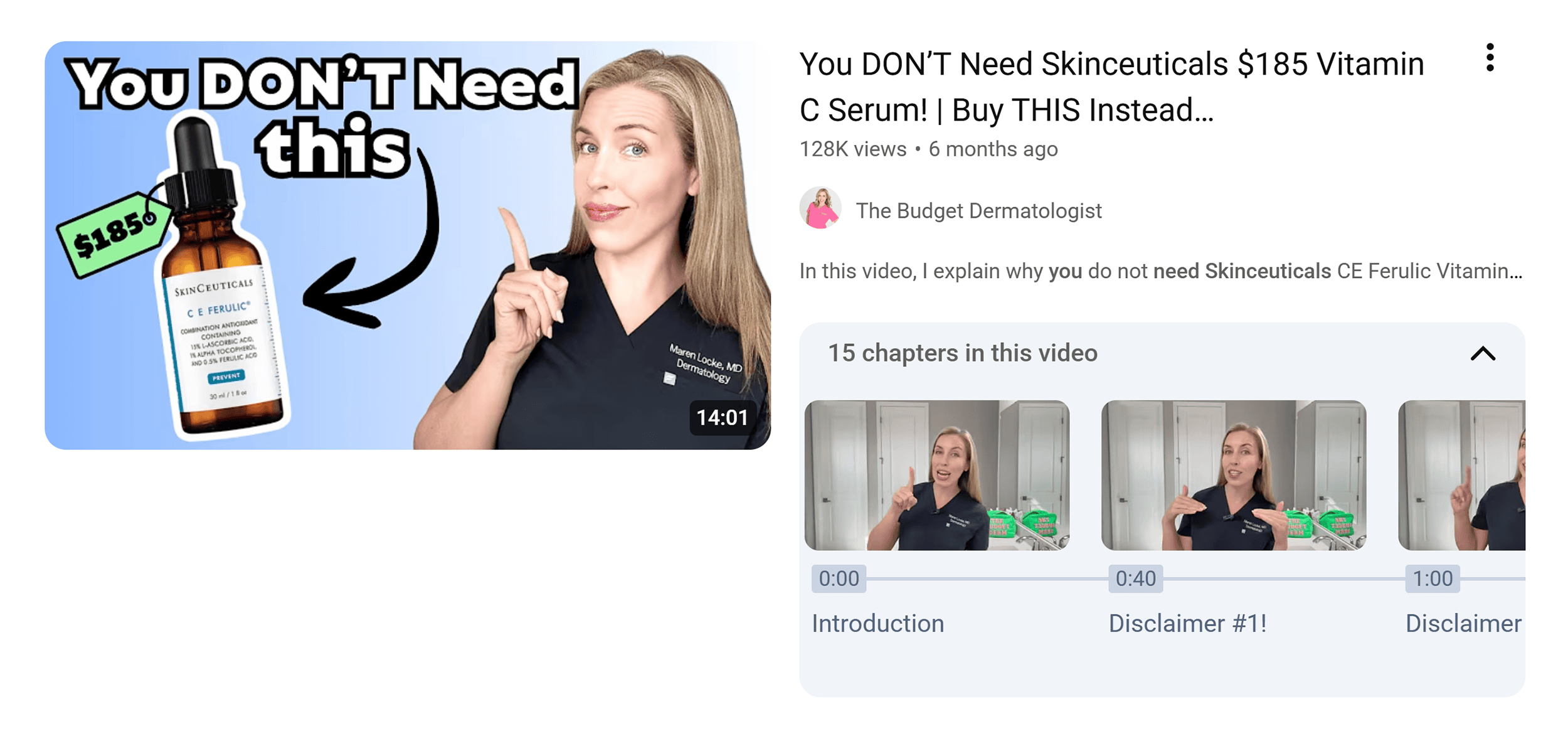 YouTube – The budget dermatologist video YouTube – The budget dermatologist video