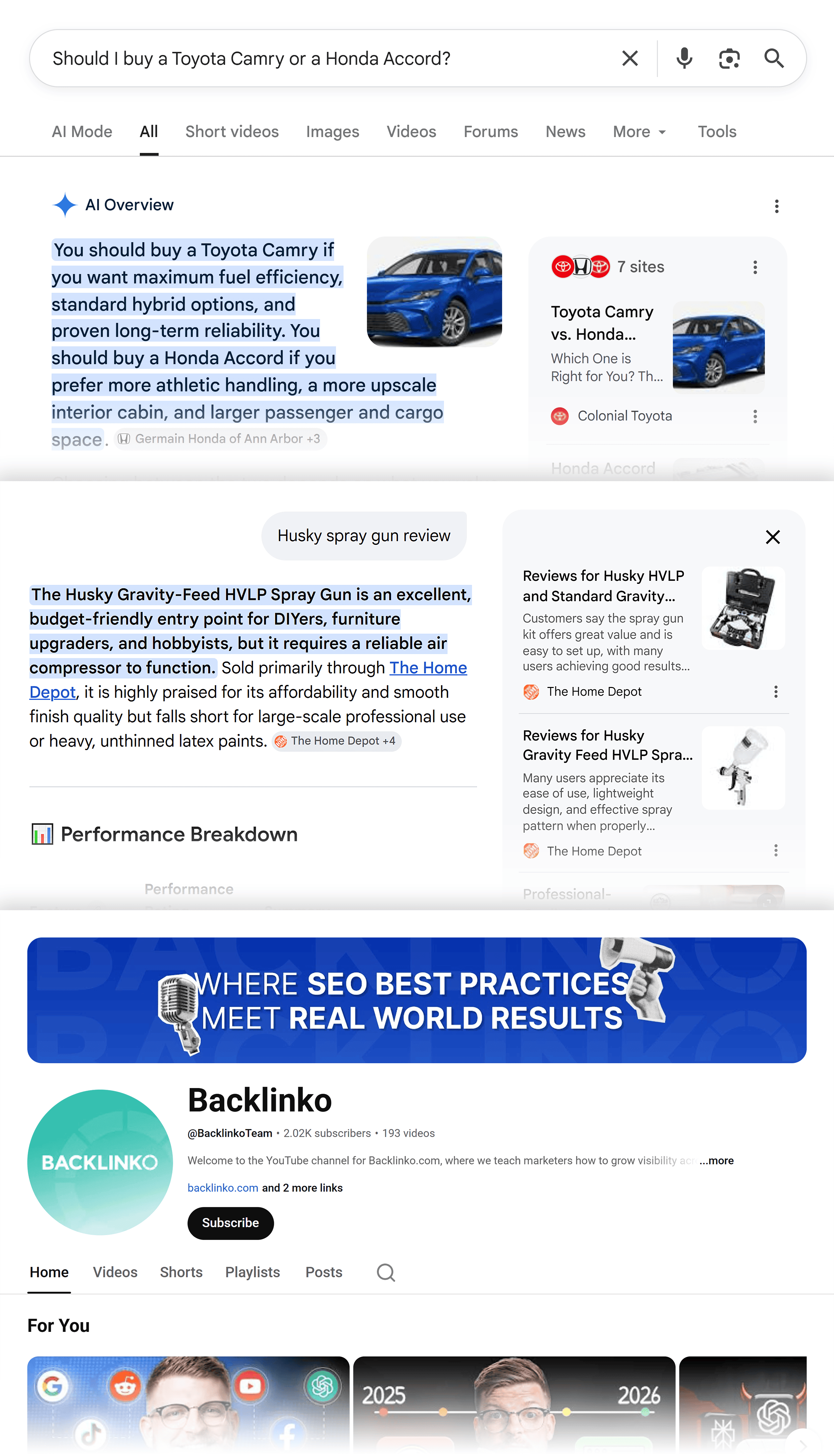 AI Overview, AI Mode and YouTube &ndash; Collage