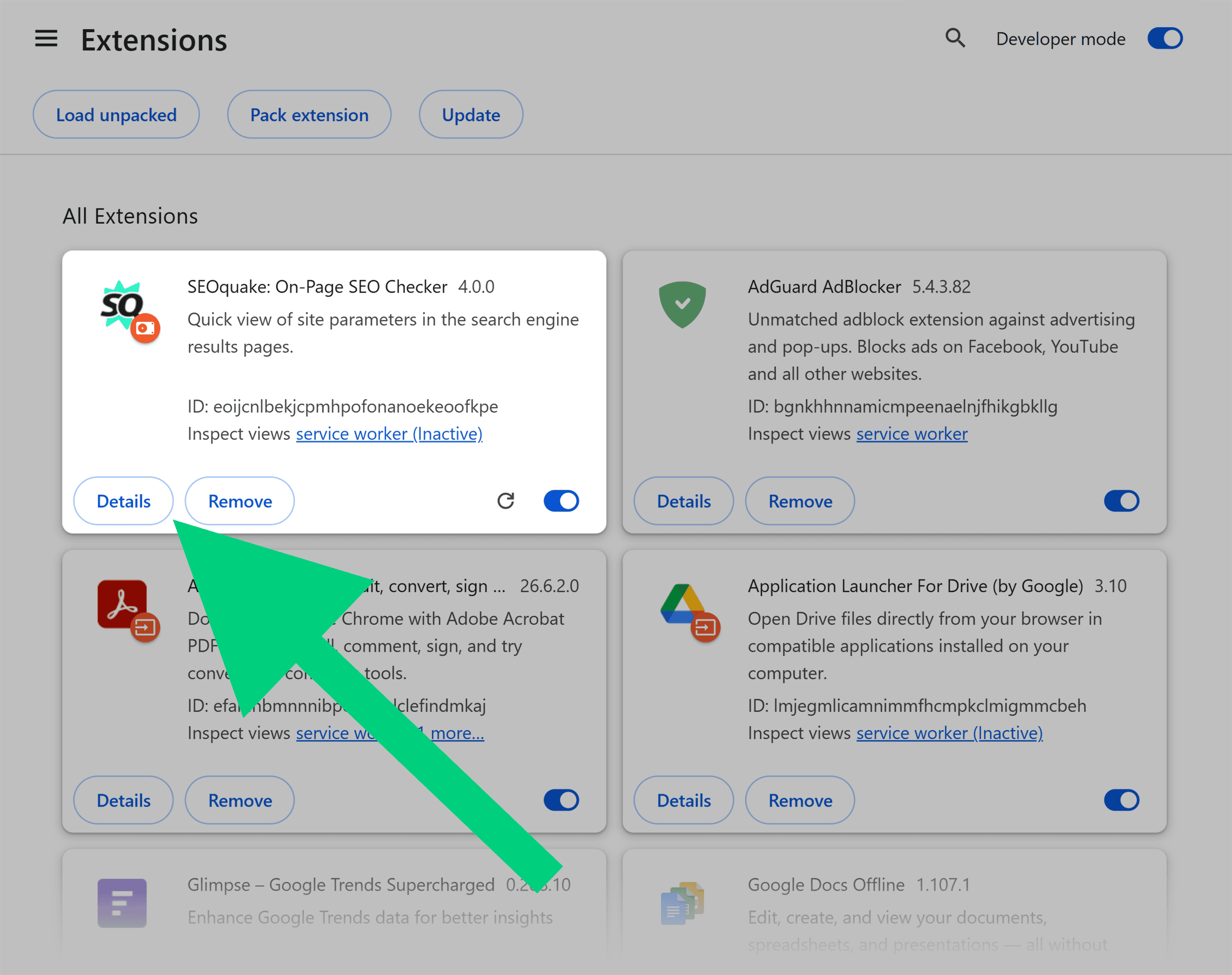 Chrome extensions &ndash; Details