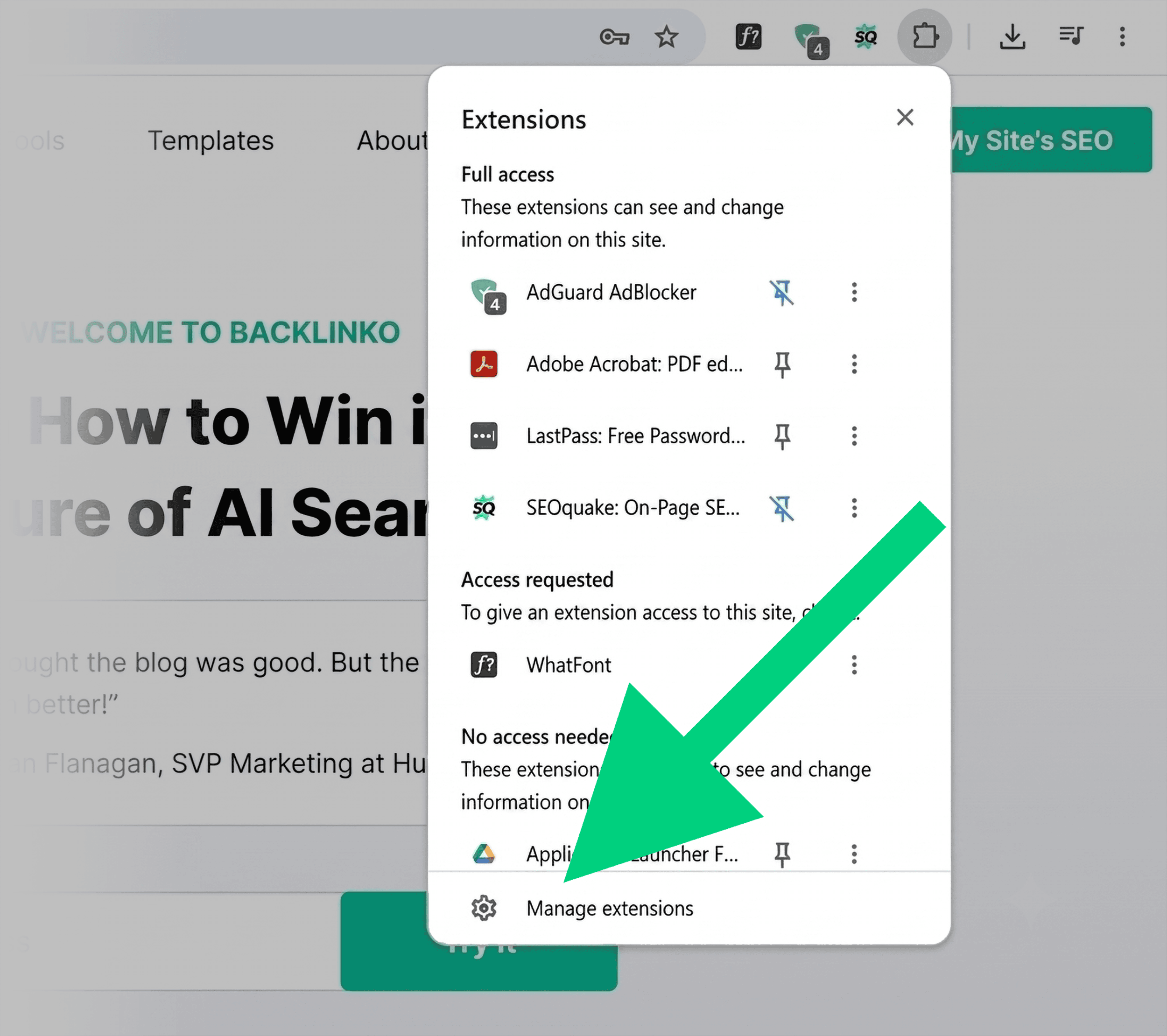 Chrome extensions &ndash; Manage