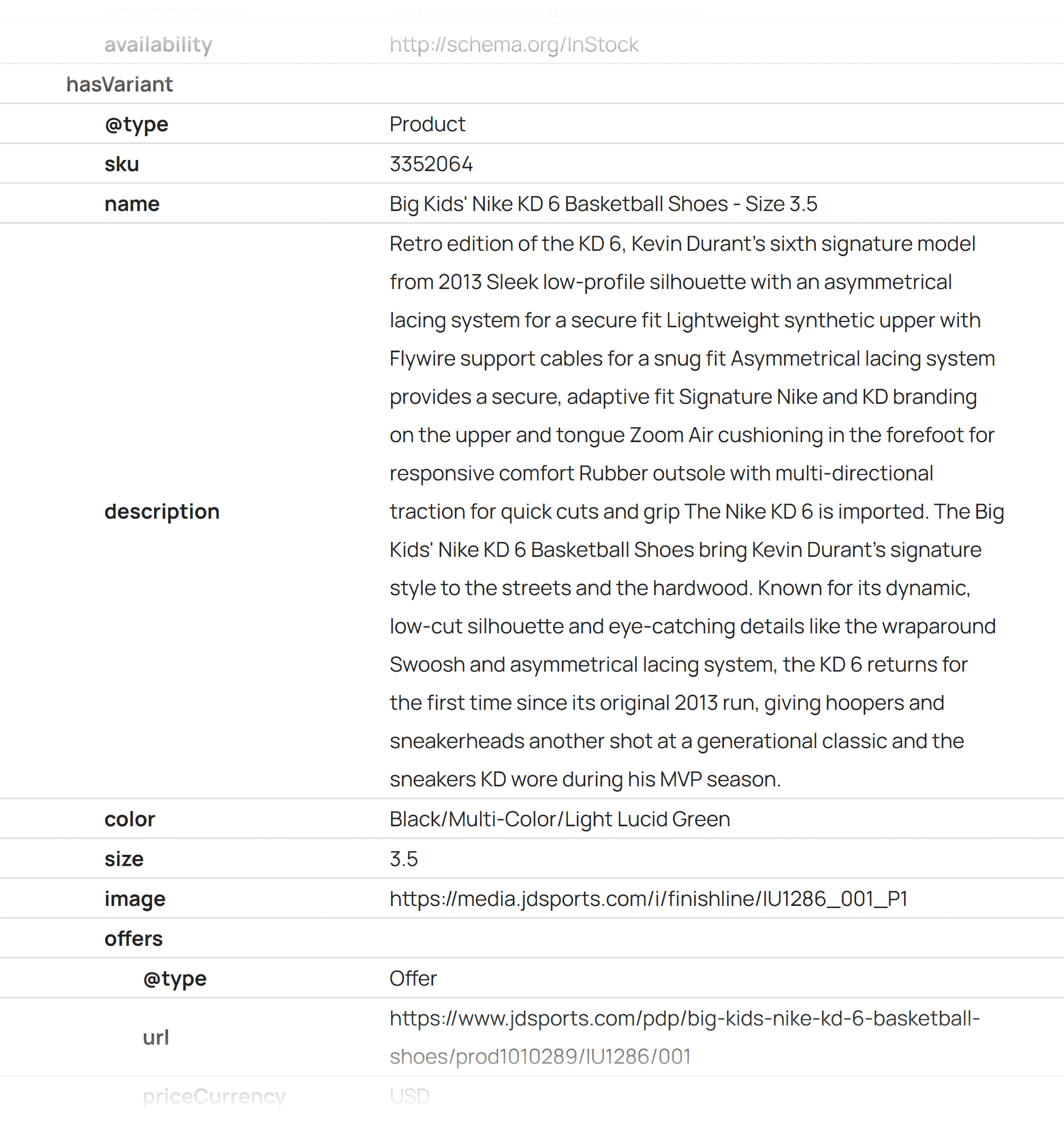 JDSports &ndash; Product schema