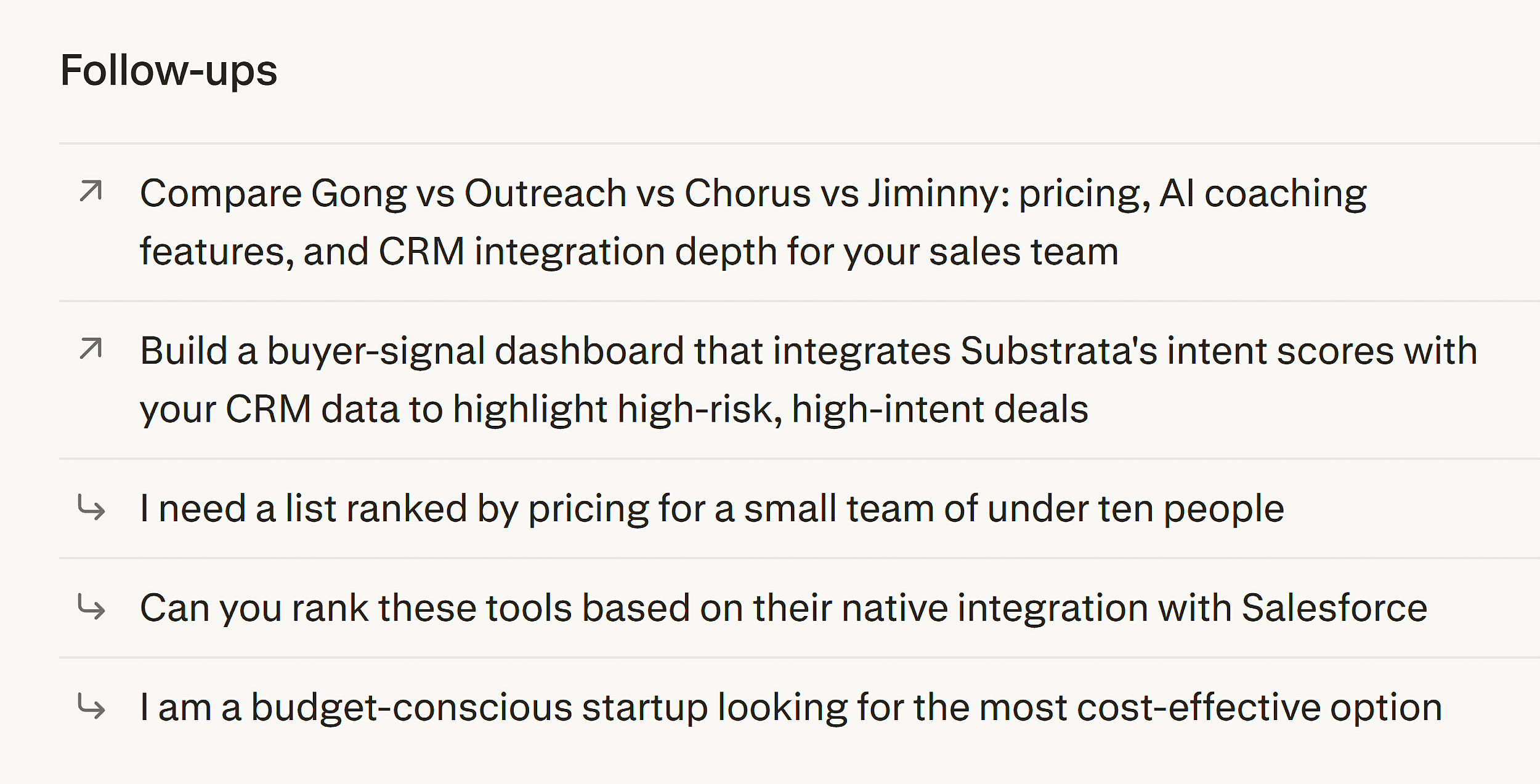 Perplexity &ndash; Sales tools &ndash; Follow-ups