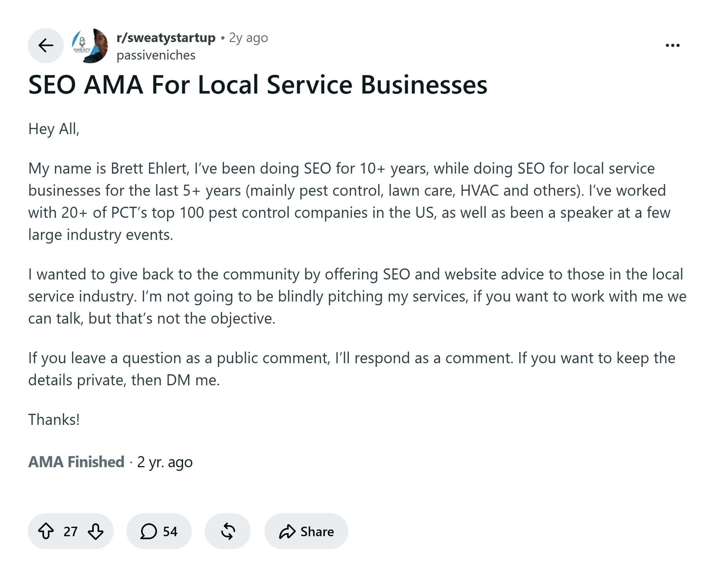 Reddit – Sweaty Startup – SEO AMA Reddit – Sweaty Startup – SEO AMA