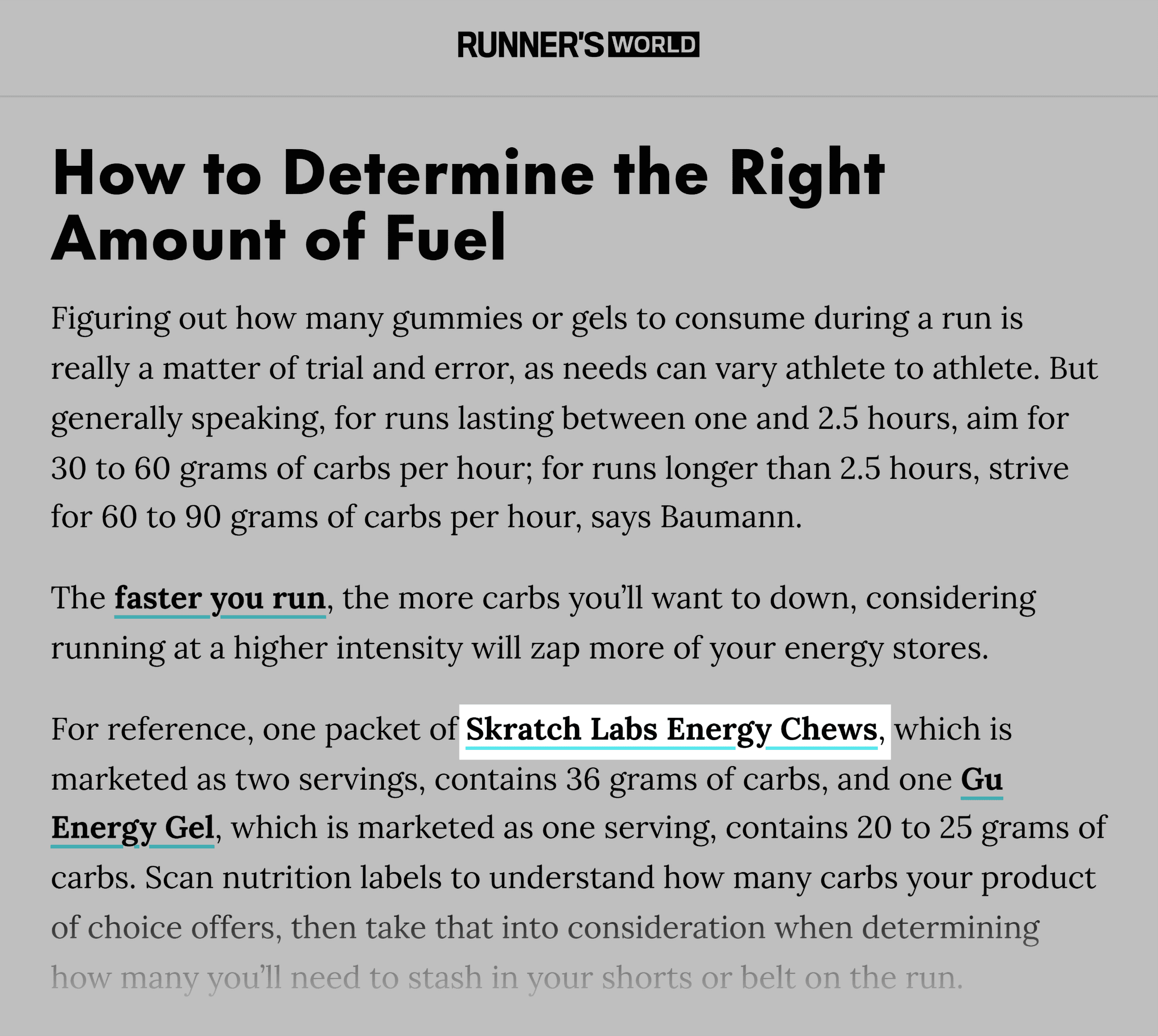 Runner's World &ndash; Skratch Labs backlink