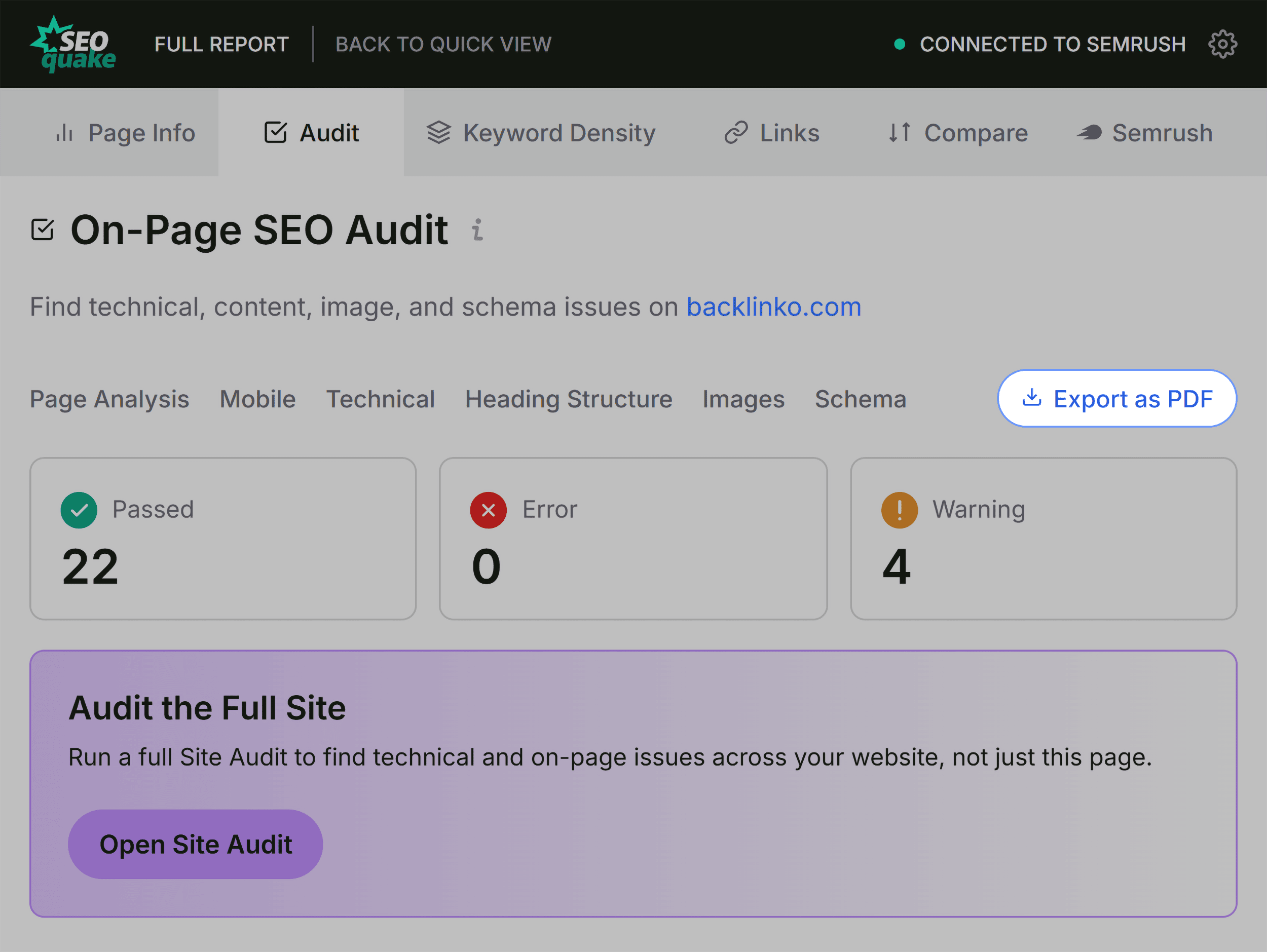 SEOQuake &ndash; Export audit report