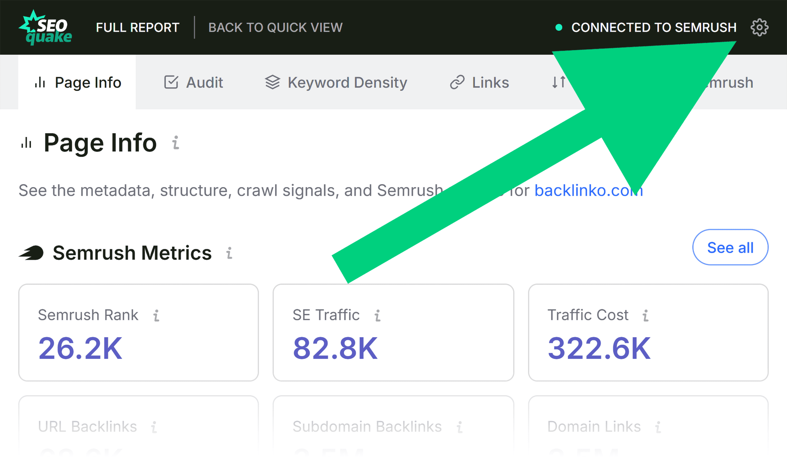 SEOQuake &ndash; Full report &ndash; Settings