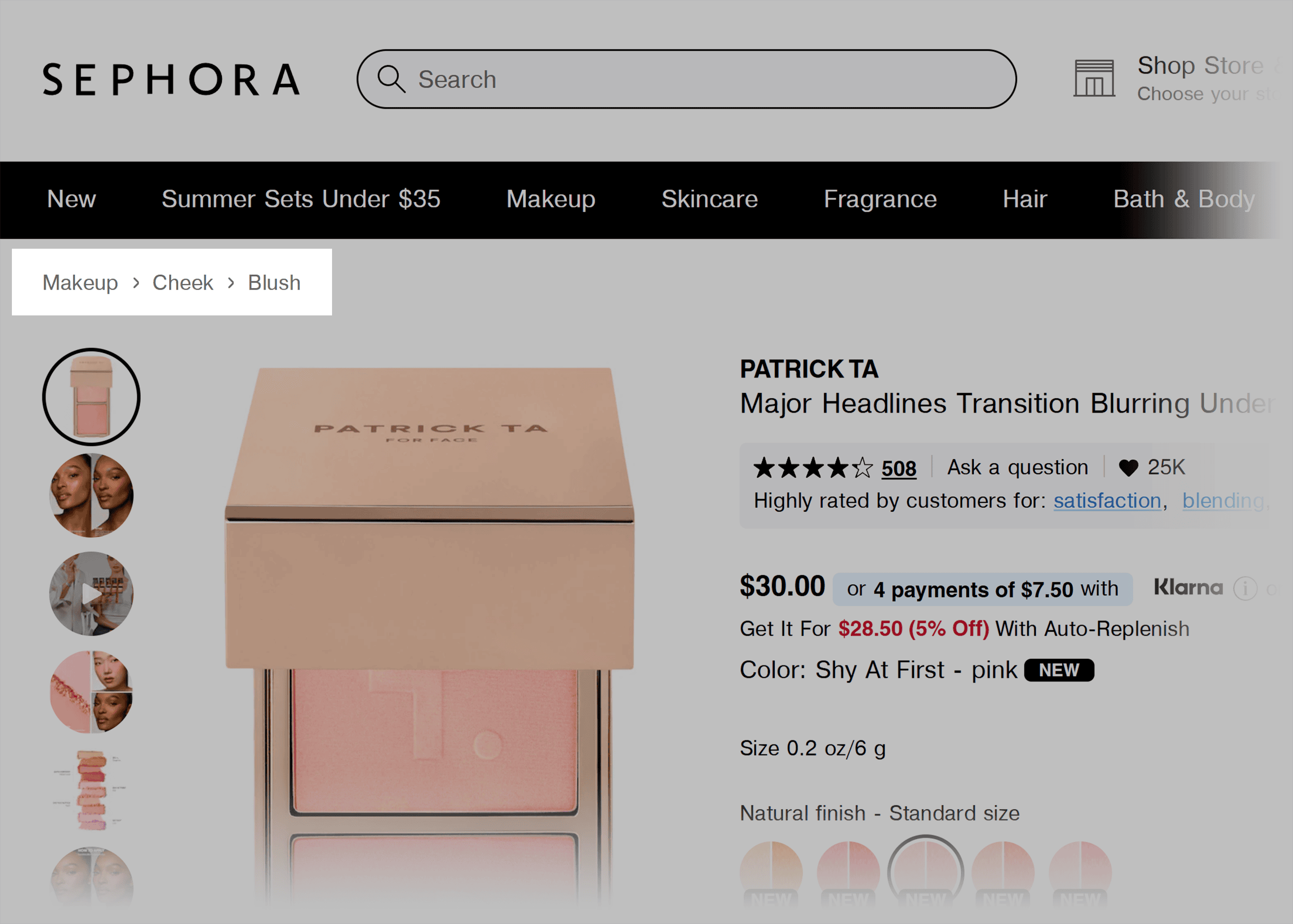 Sephora &ndash; Breadcrumbs