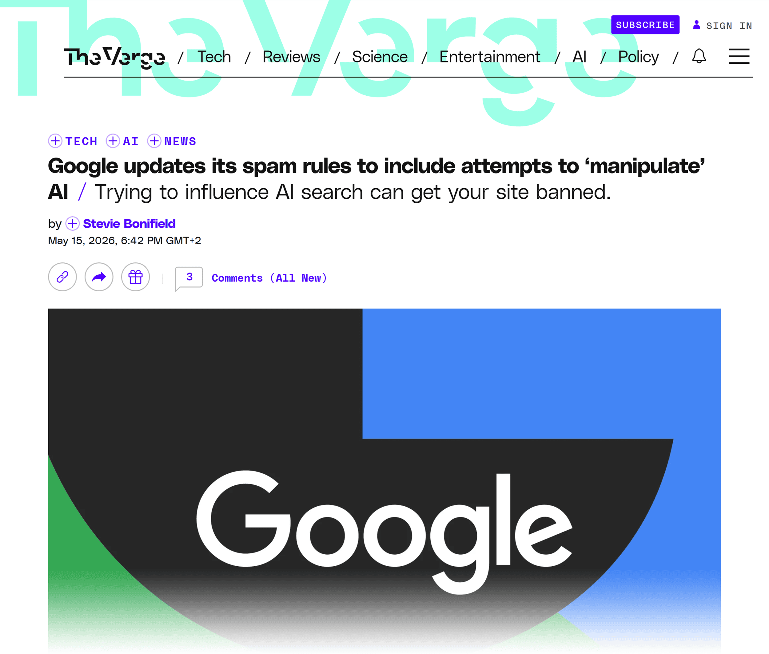 The Verge &ndash; Google AI search spam policy