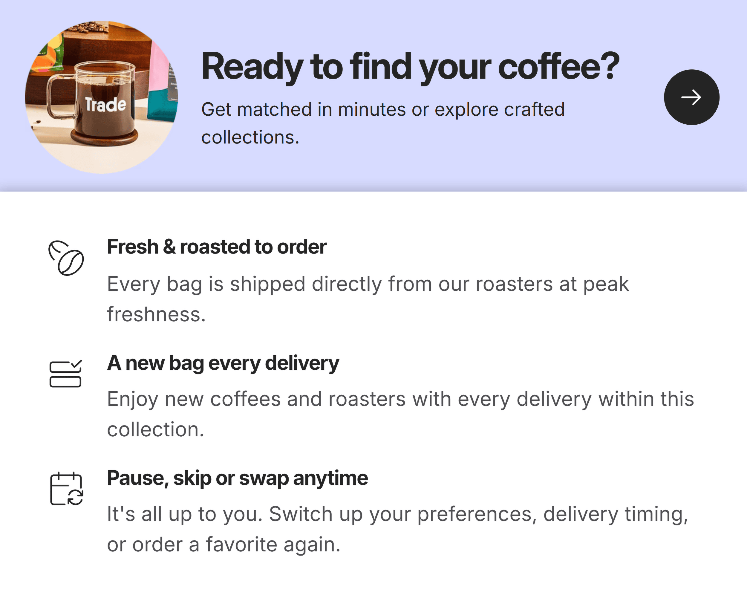 Trade Coffee &ndash; Content personalization
