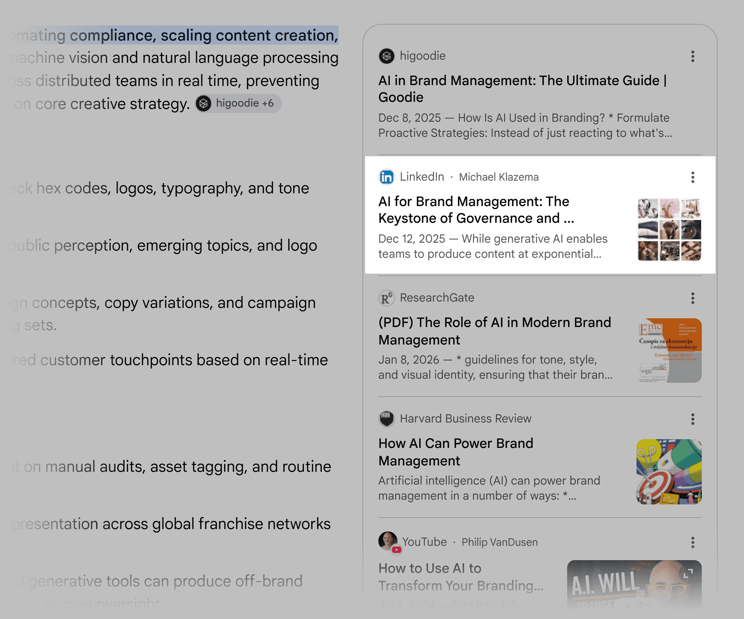 AI Brand Management newsletter as AI Overview source