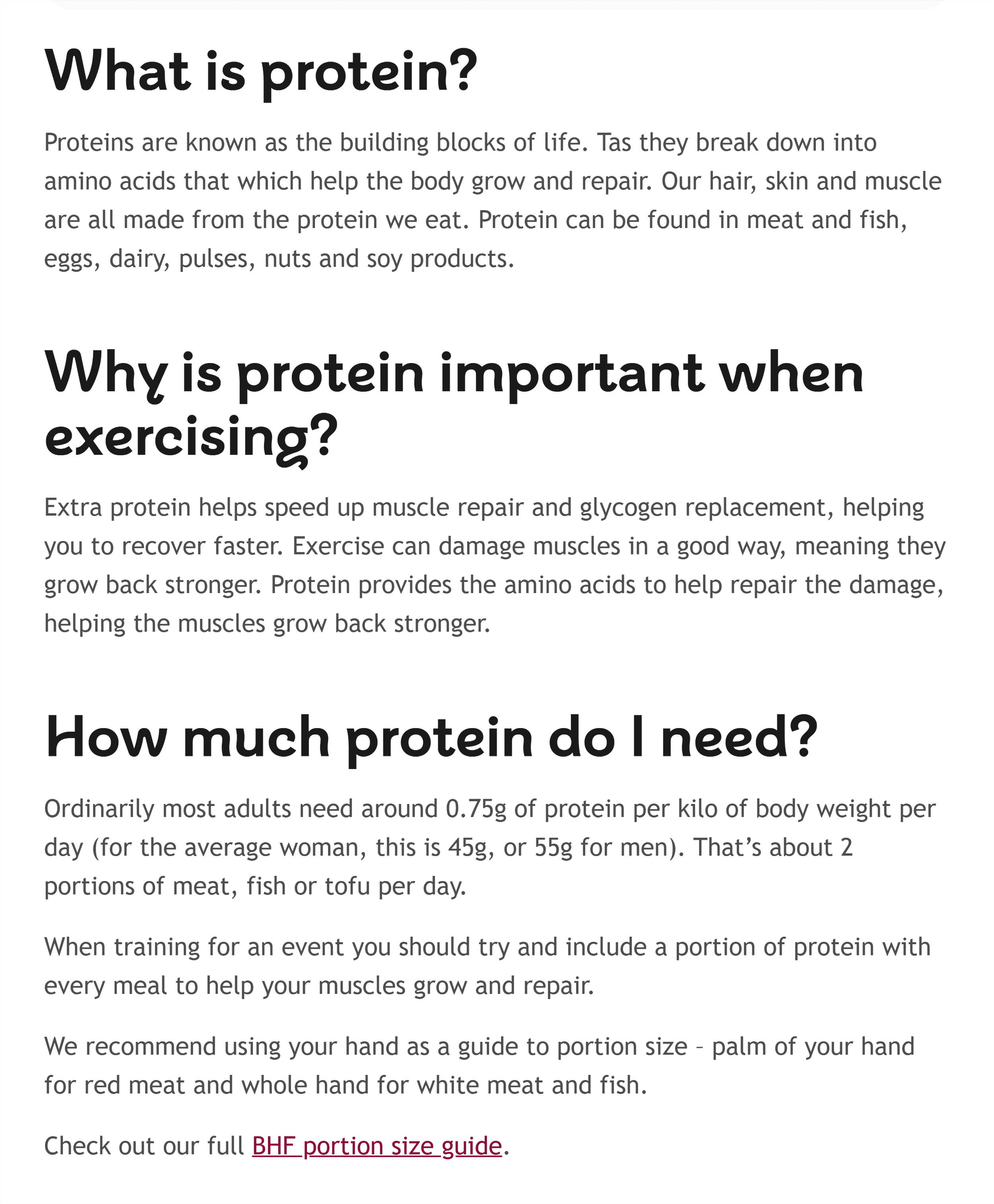BHF &ndash; Protein and exercise