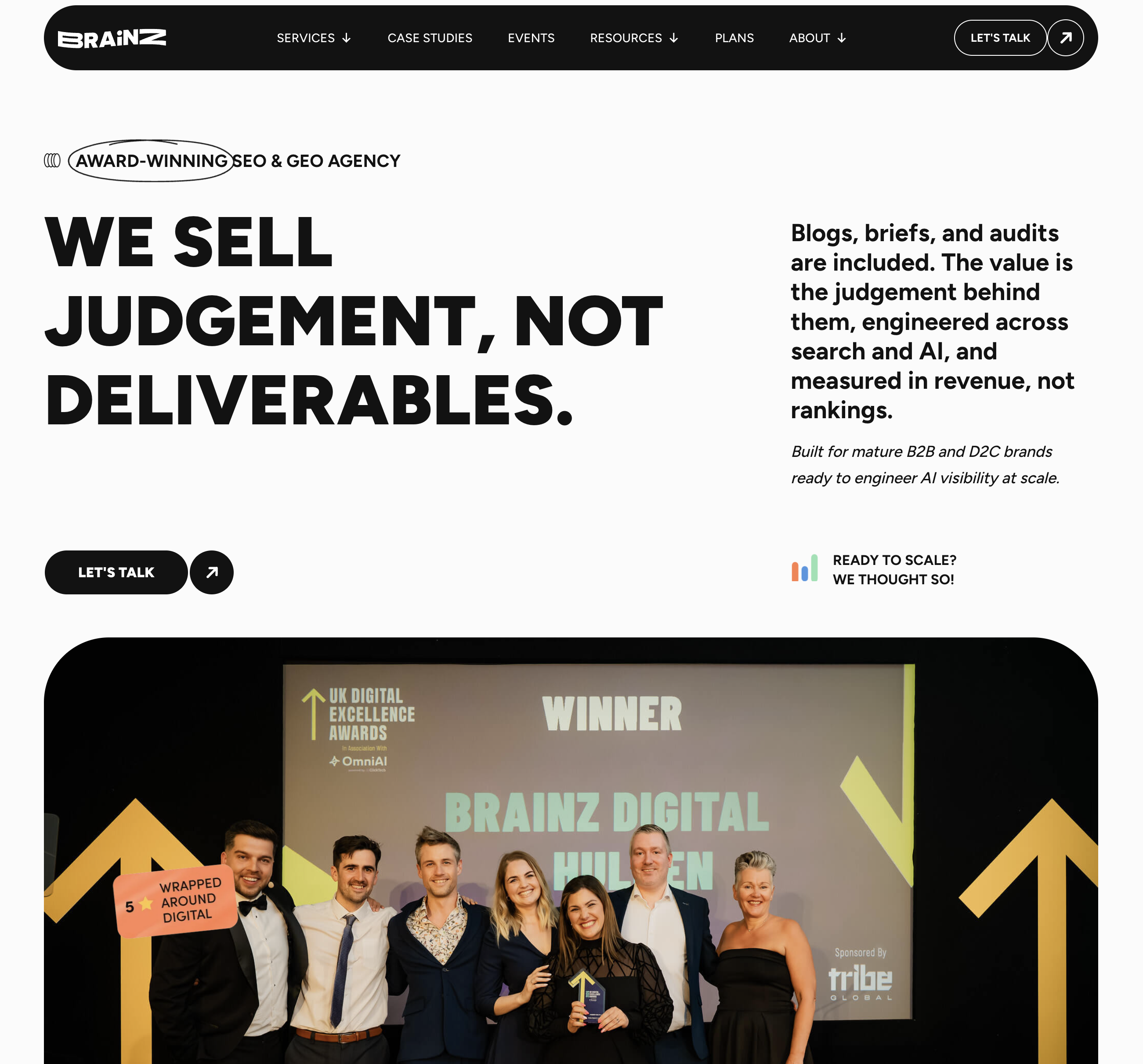 BrainZ Digital SEO and GEO agency website
