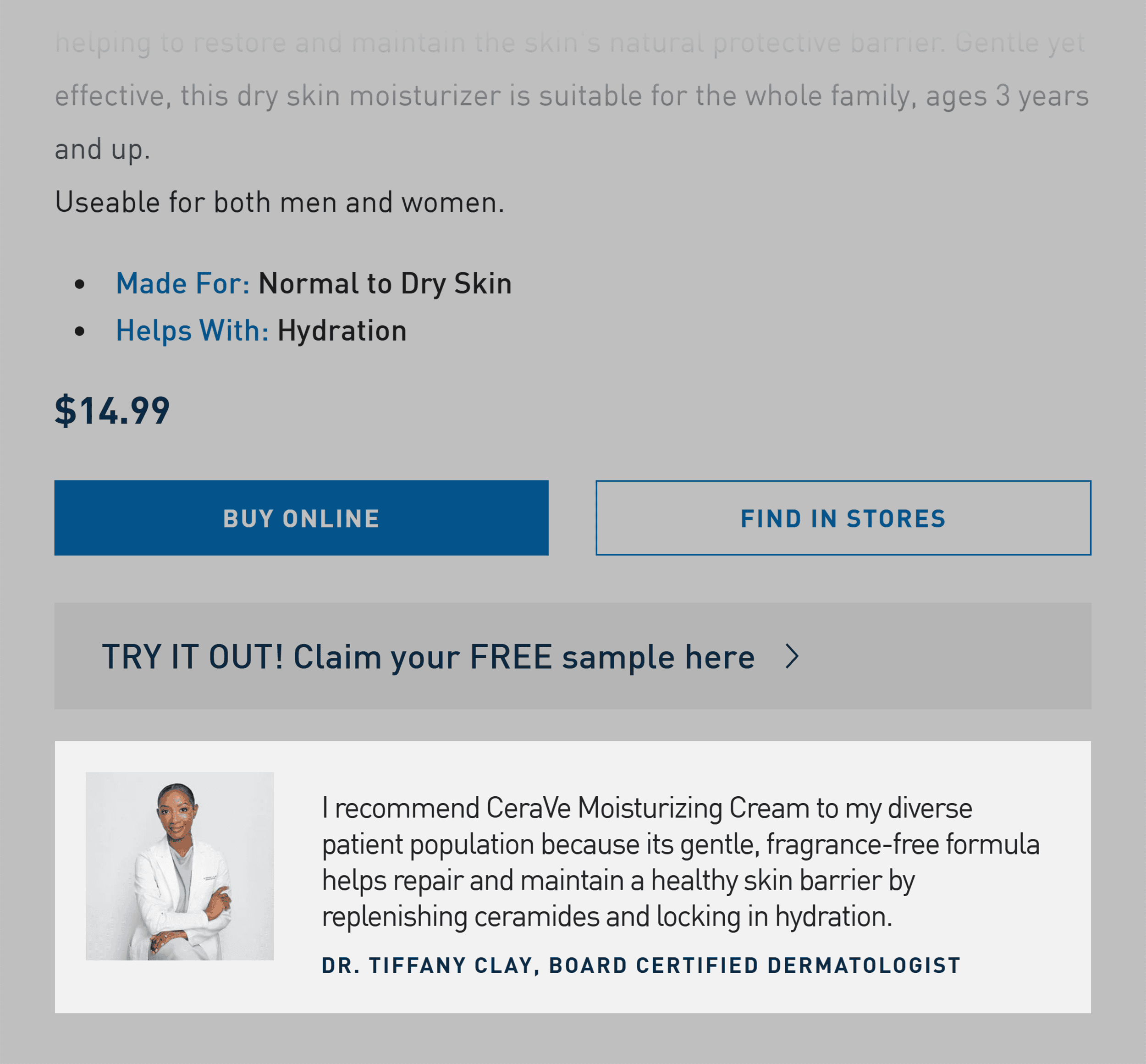 Cerave &ndash; Moisturizing cream