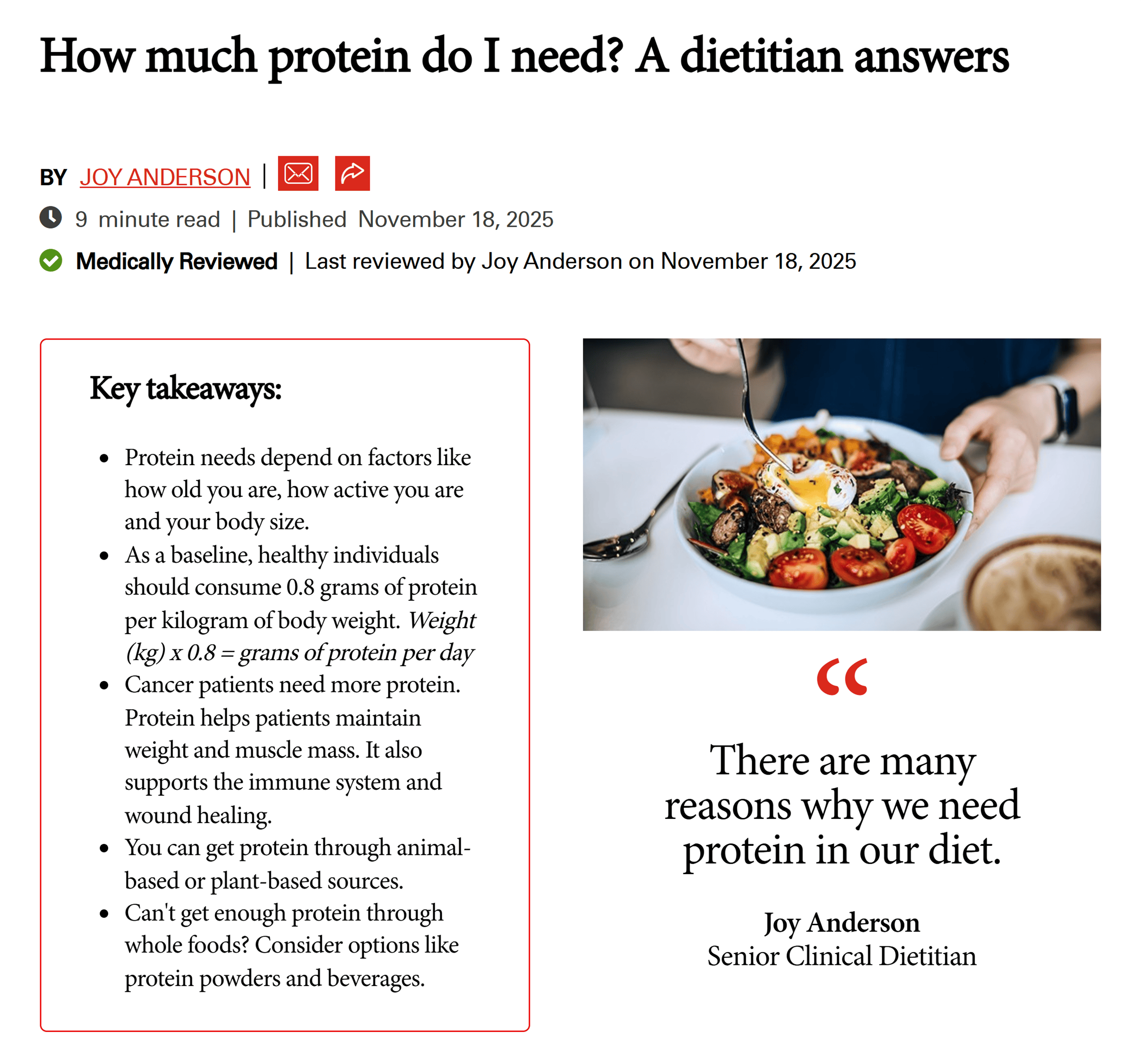 MD Anderson &ndash; How much protein do I need