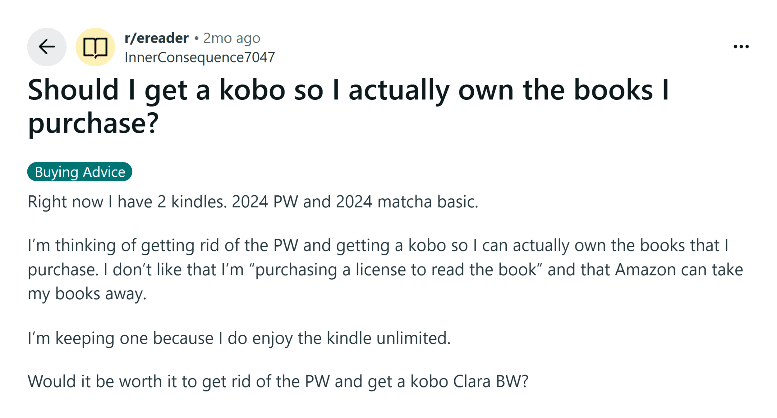 Reddit &ndash; eReader &ndash; Should I get a Kobo