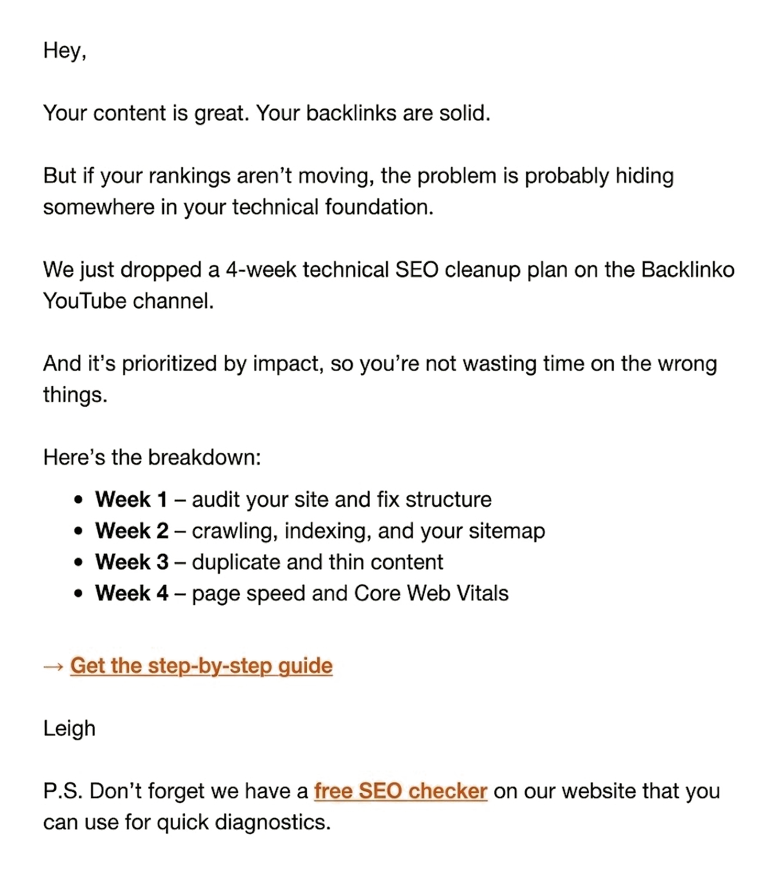 Backlinko newsletter promoting YouTube video Backlinko newsletter promoting YouTube video