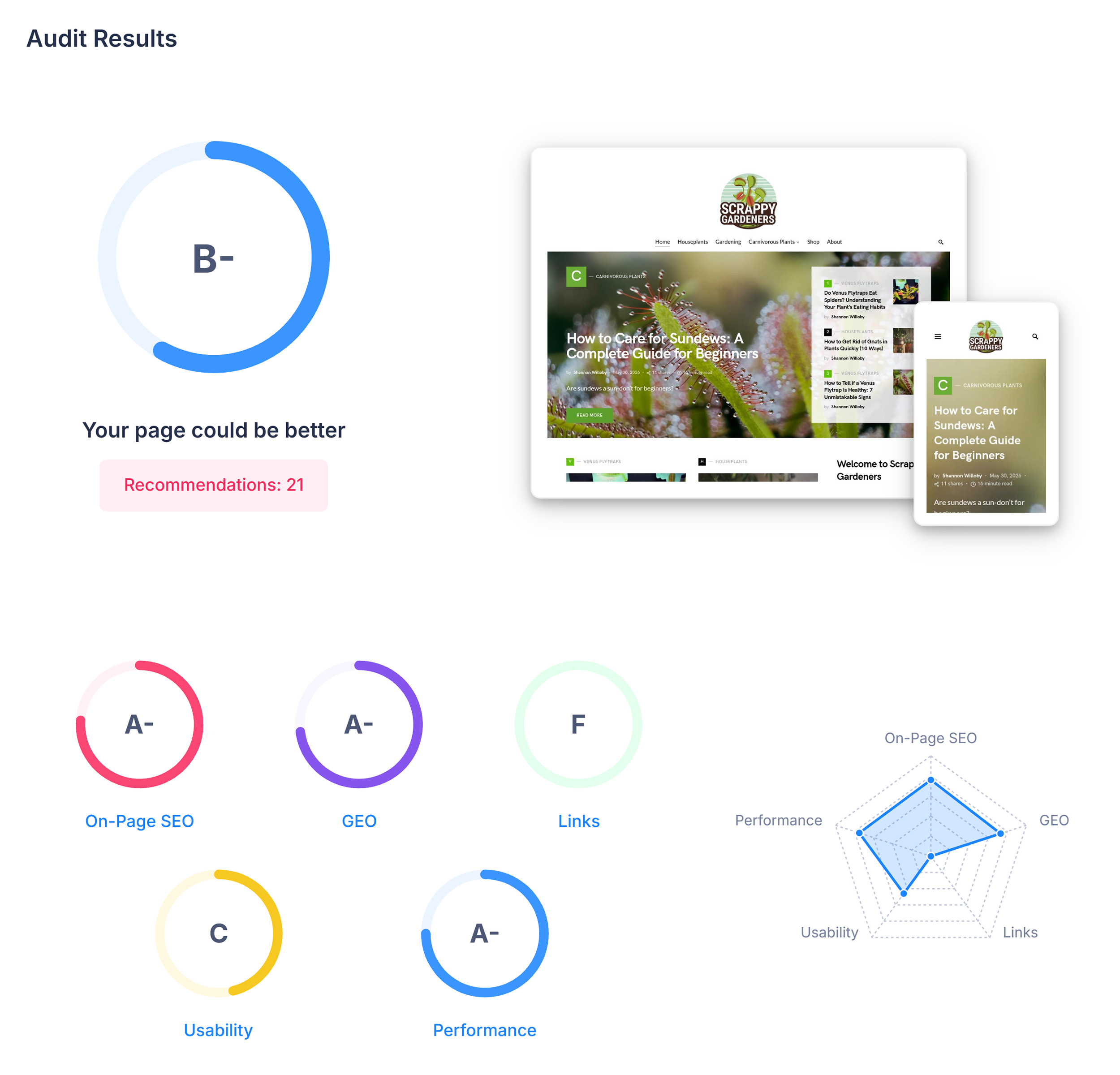 SEOptimer &ndash; Audit results