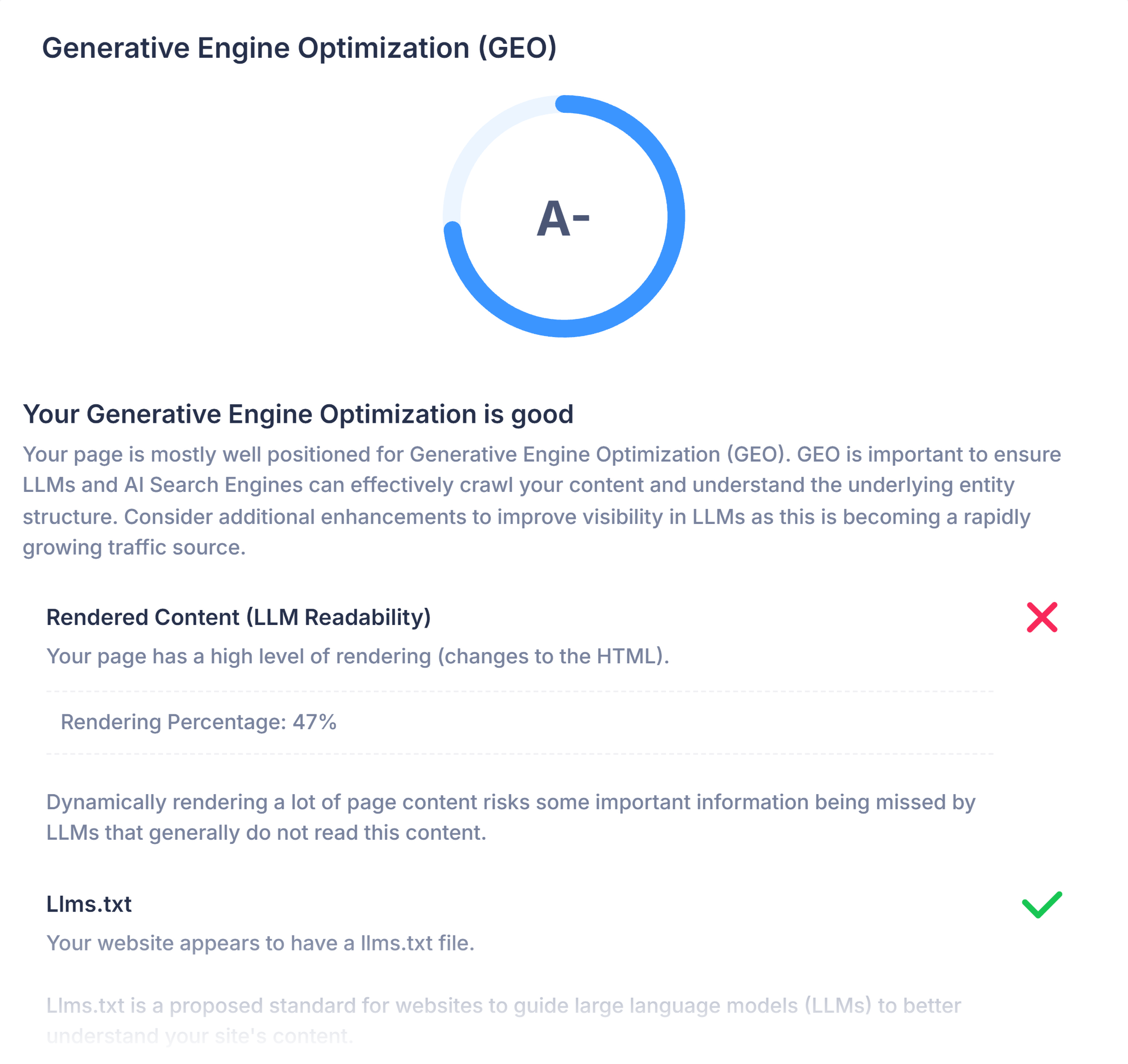SEOptimer &ndash; GEO results