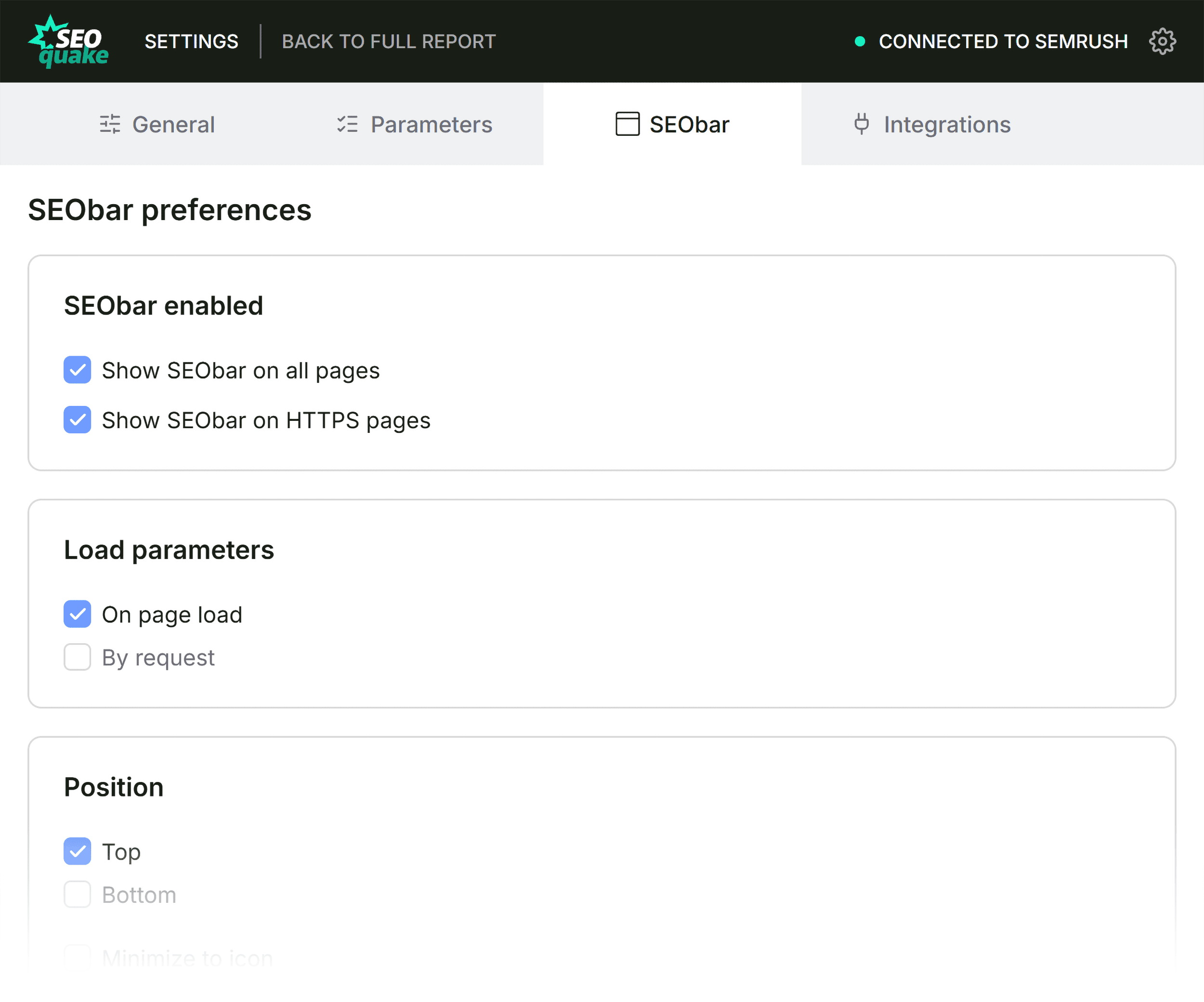 SEOquake – Settings – SEObar SEOquake – Settings – SEObar