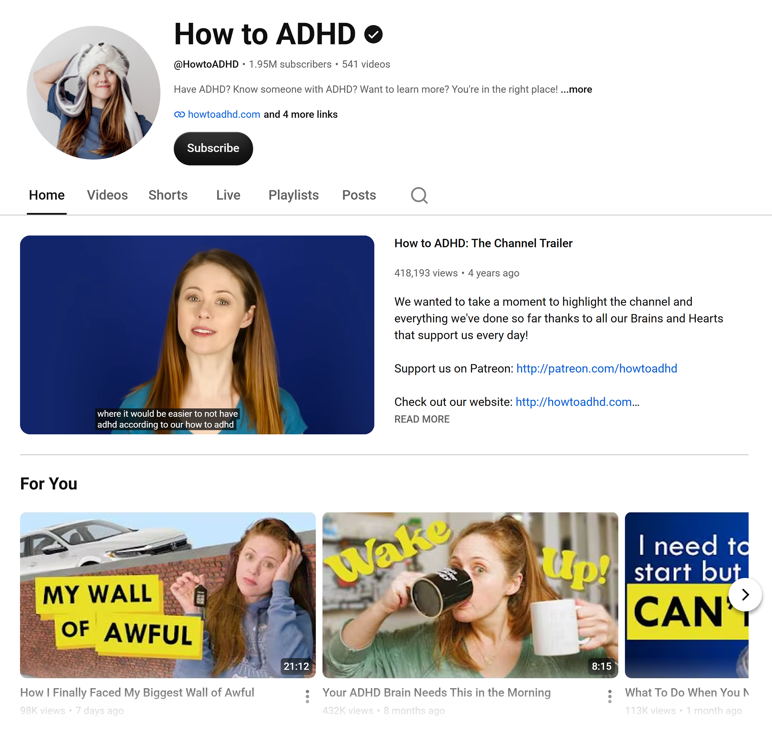 YouTube – How to ADHD channel YouTube – How to ADHD channel