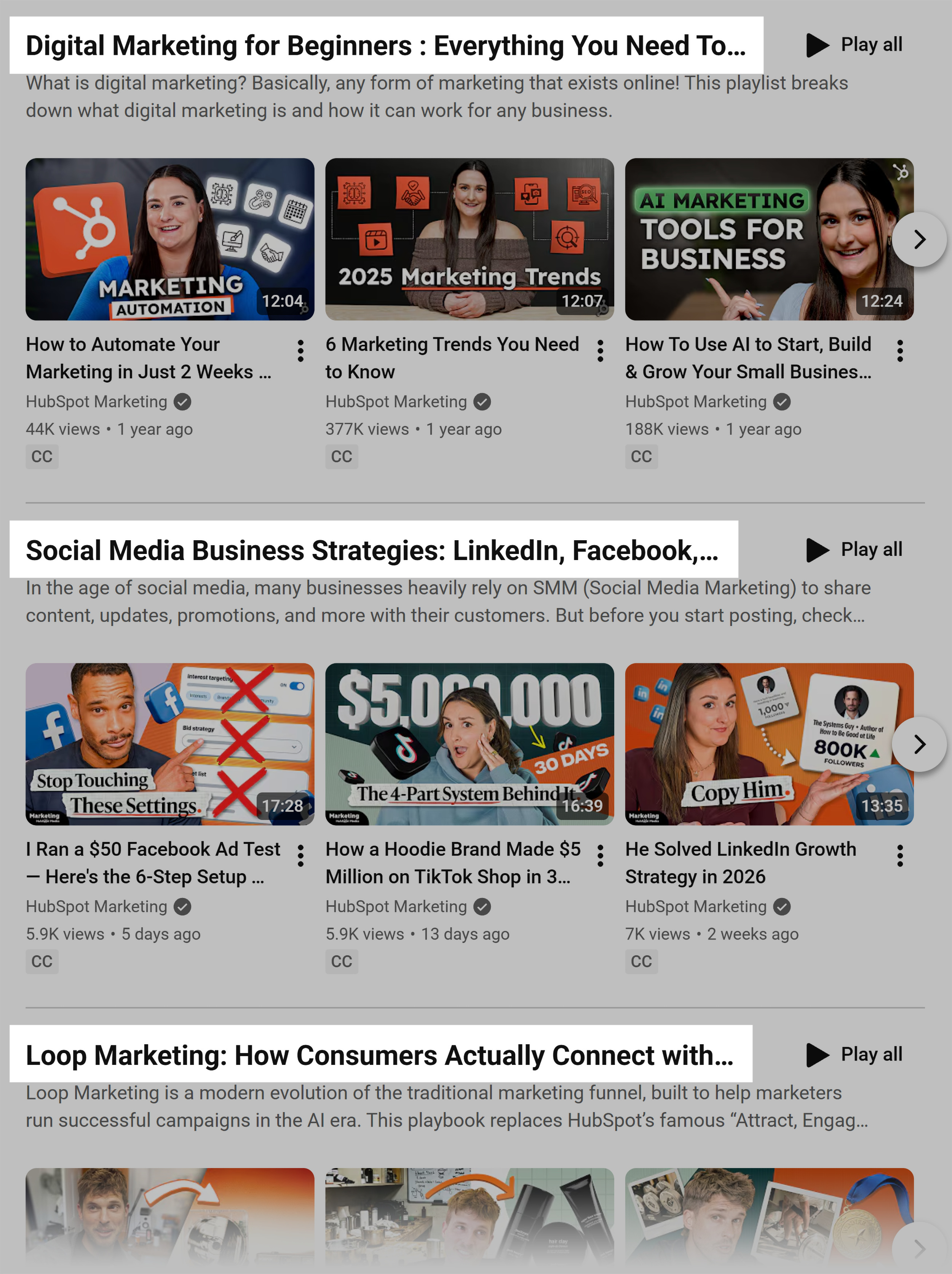 YouTube – HubSpot playlists YouTube – HubSpot playlists