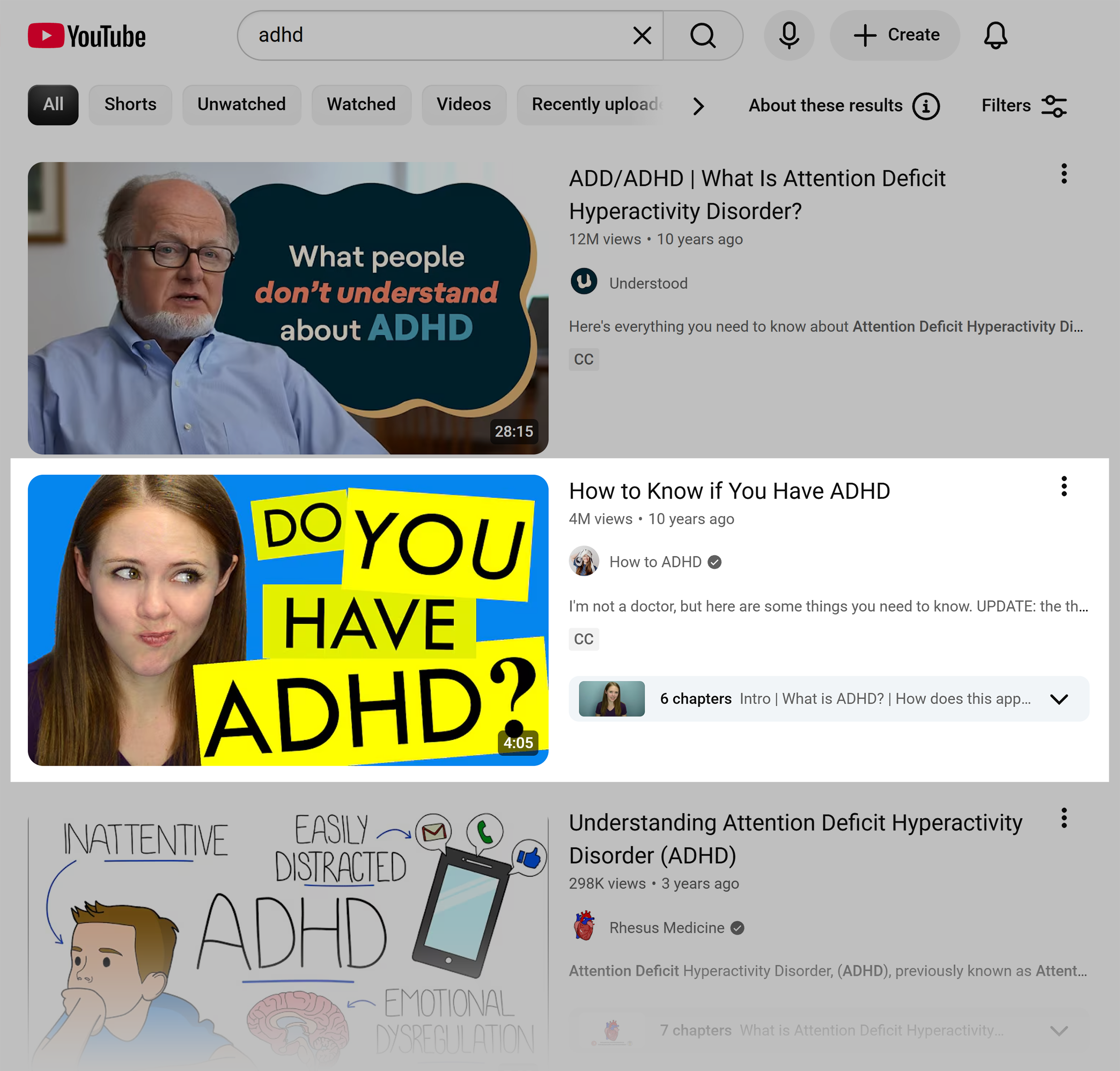 YouTube search – ADHD YouTube search – ADHD