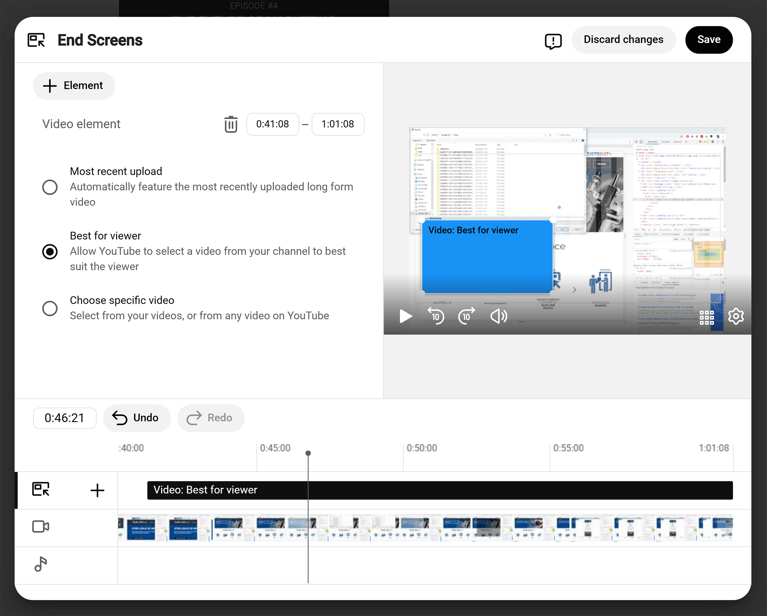 YouTube Studio – End screen editor YouTube Studio – End screen editor