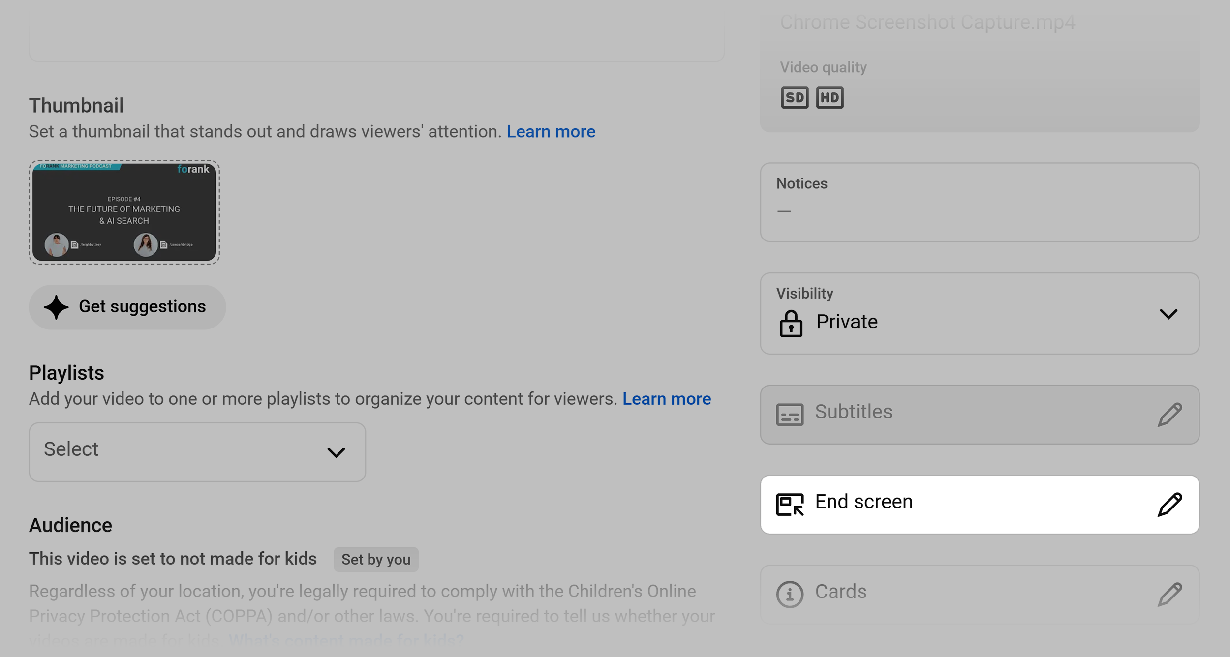 YouTube Studio – End screen YouTube Studio – End screen